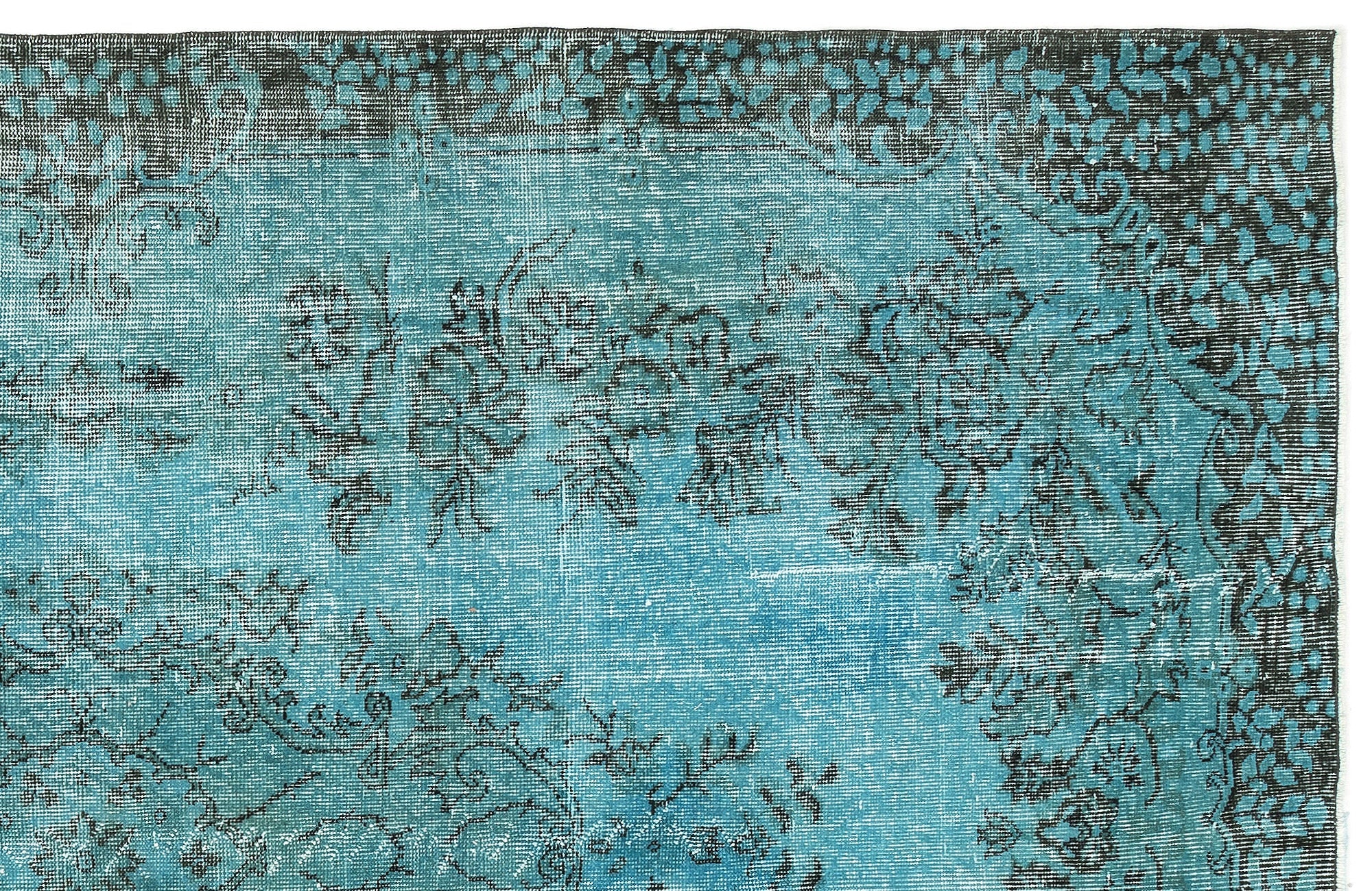 Atina Turquoise Vintage Wool Handmade Area Rug 5'8" x 9'3"