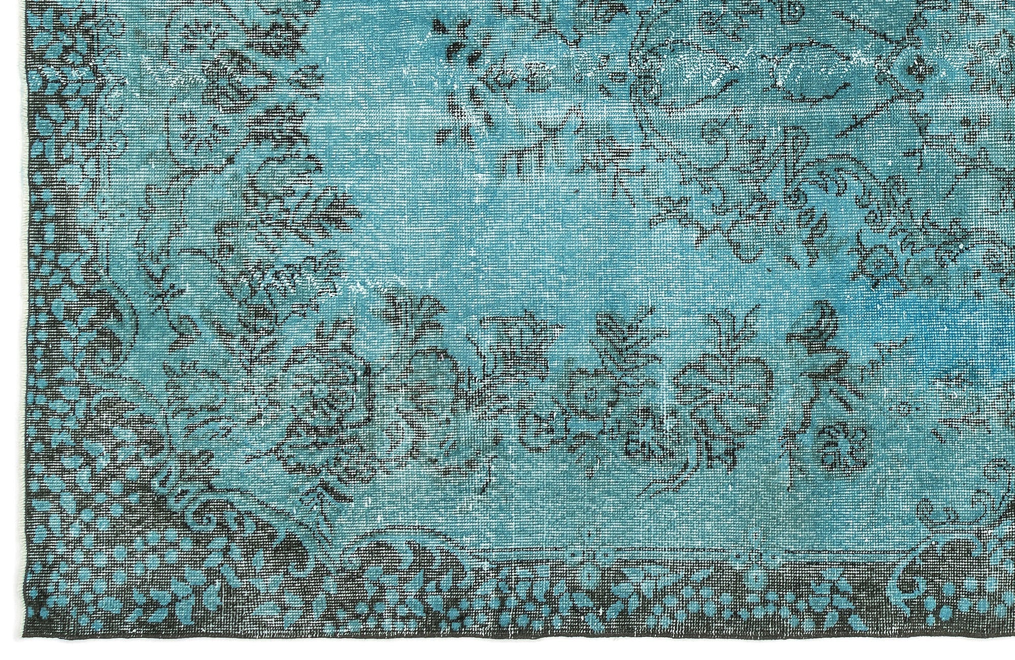 Atina Turquoise Vintage Wool Handmade Area Rug 5'8" x 9'3"