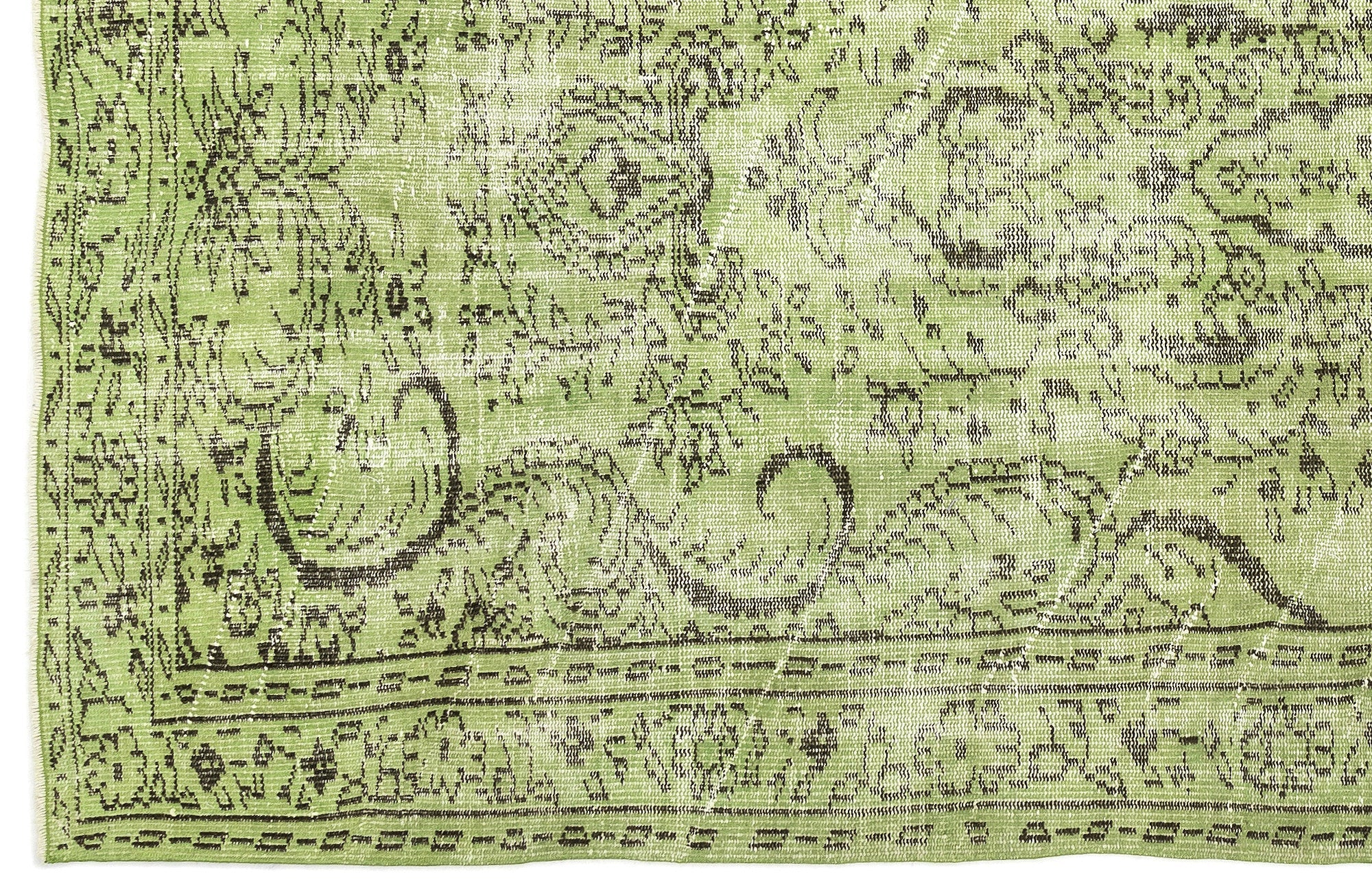Atina Green Vintage Wool Handmade Area Rug 5'2" x 9'0"