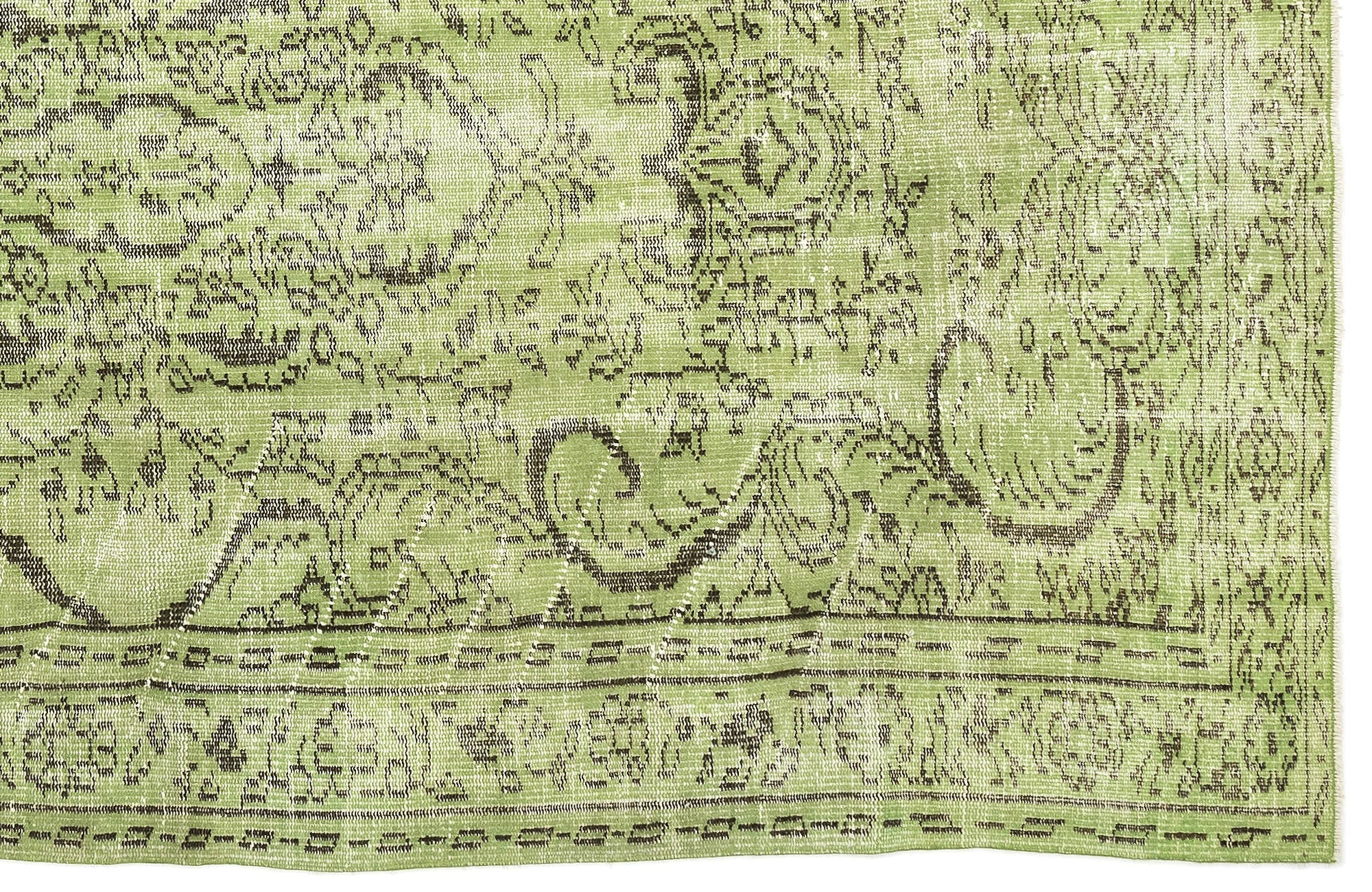 Atina Green Vintage Wool Handmade Area Rug 5'2" x 9'0"