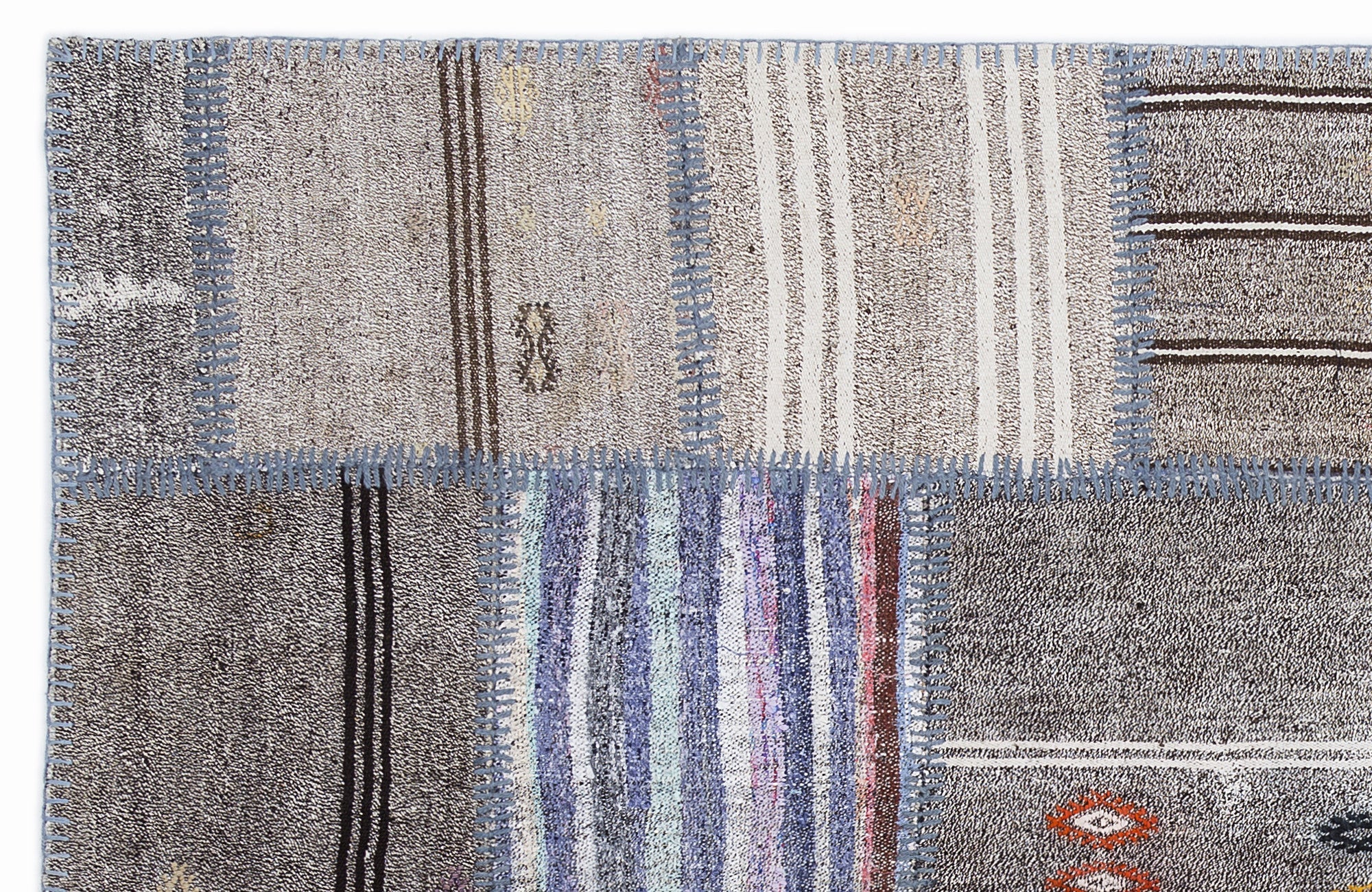 Teselya 1311 Beige Striped Wool Handmade Area Rug 5'3" x 7'7"