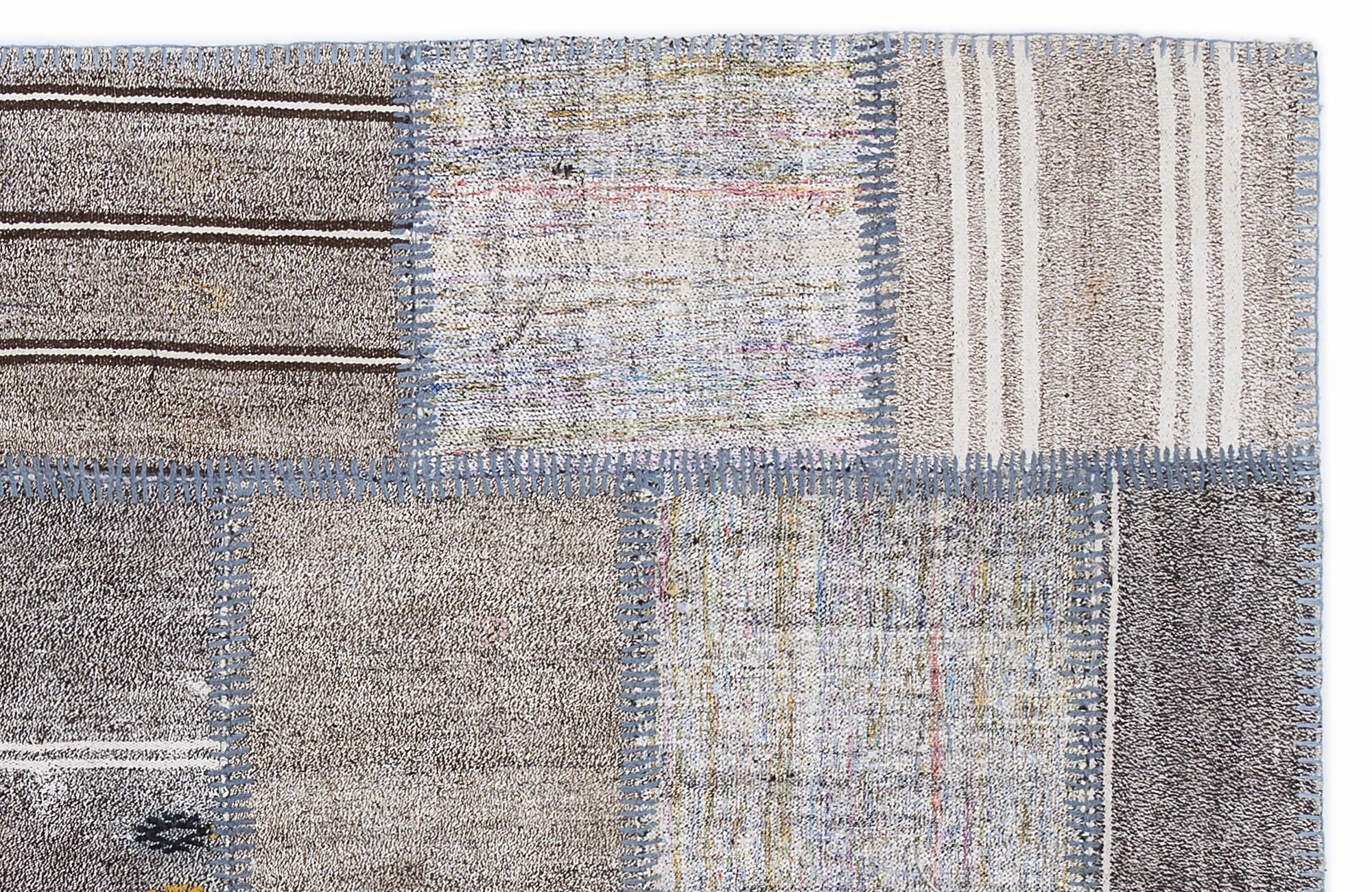 Teselya 1311 Beige Striped Wool Handmade Area Rug 5'3" x 7'7"