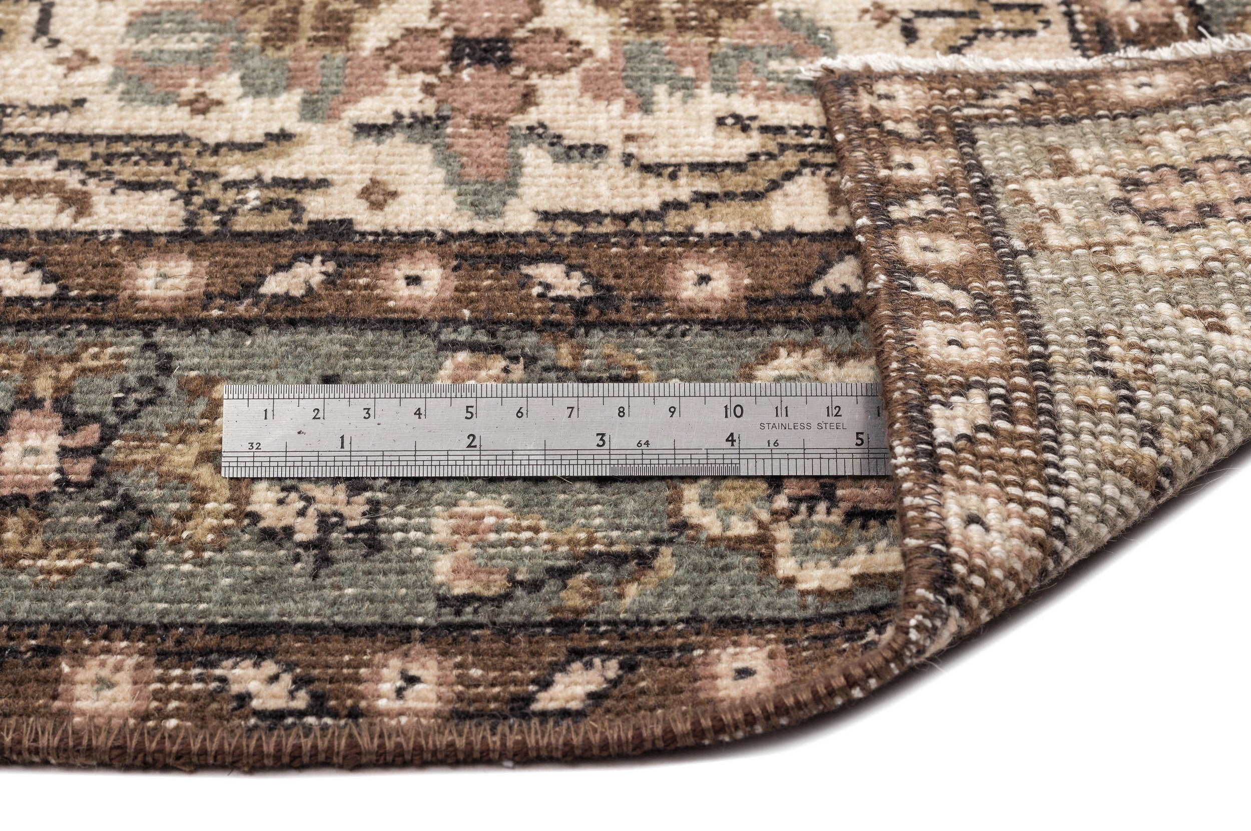 Atina Beige Vintage Wool Handmade Area Rug 6'0" x 10'0"