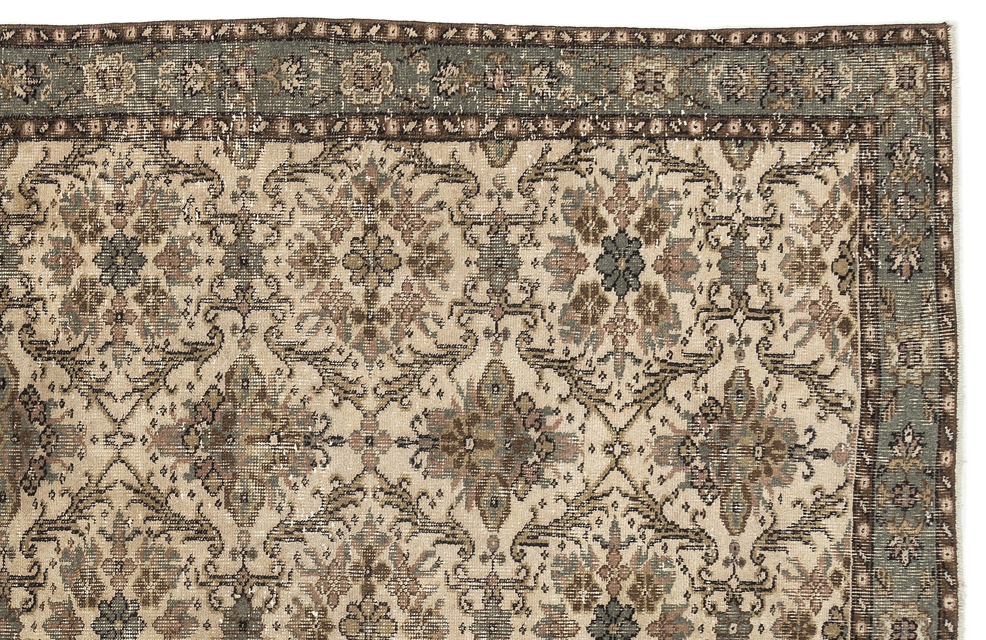 Atina Beige Vintage Wool Handmade Area Rug 6'0" x 10'0"