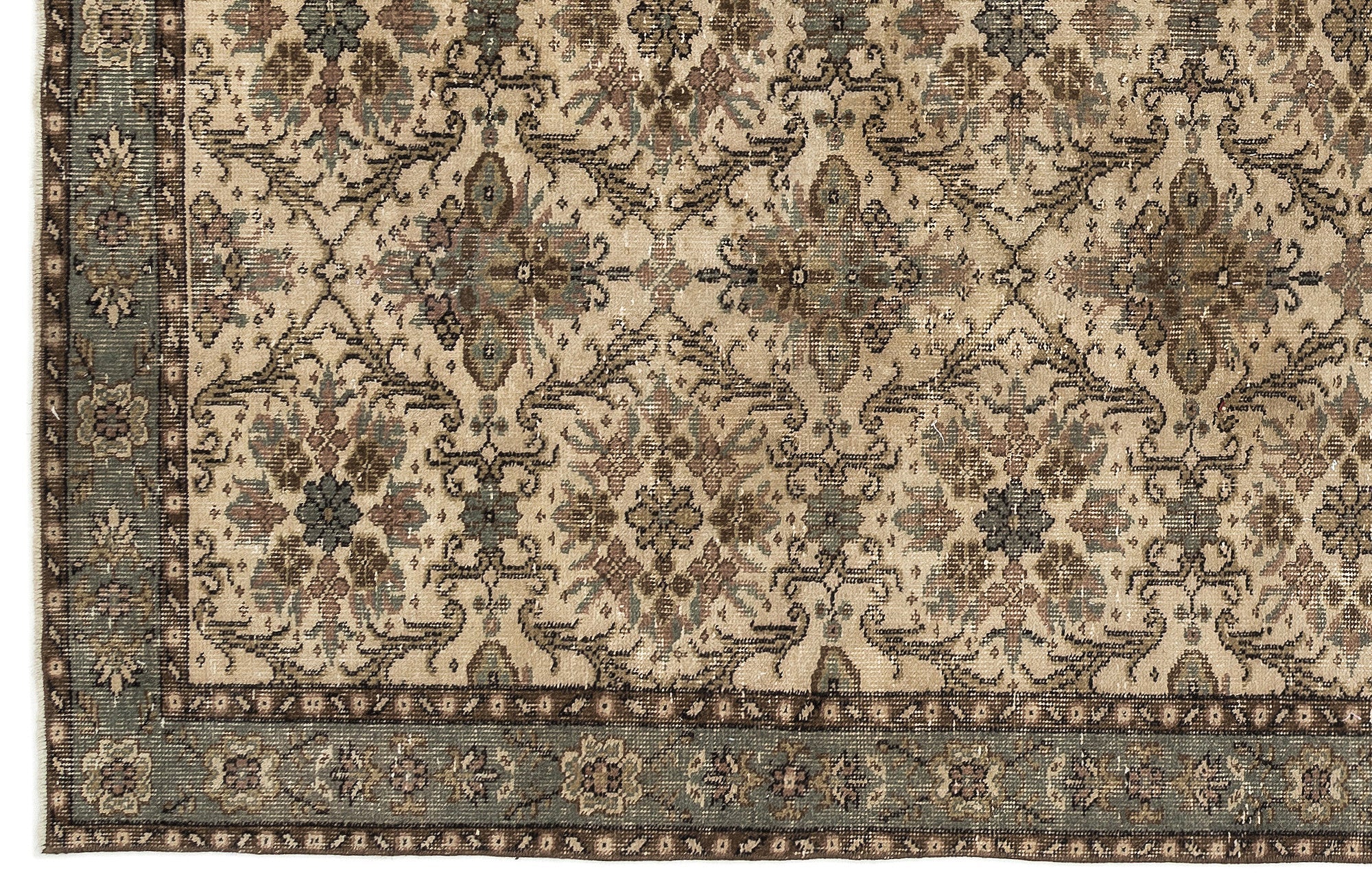 Atina Beige Vintage Wool Handmade Area Rug 6'0" x 10'0"