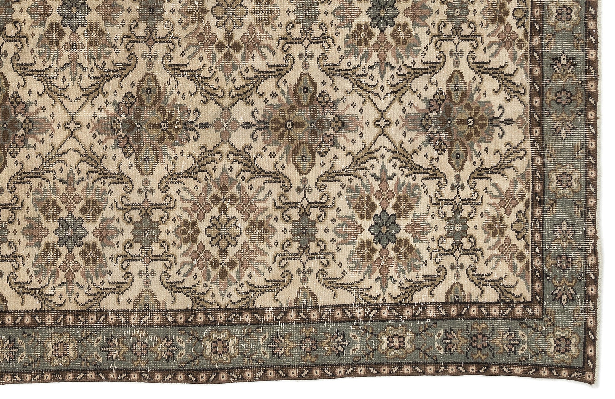 Atina Beige Vintage Wool Handmade Area Rug 6'0" x 10'0"