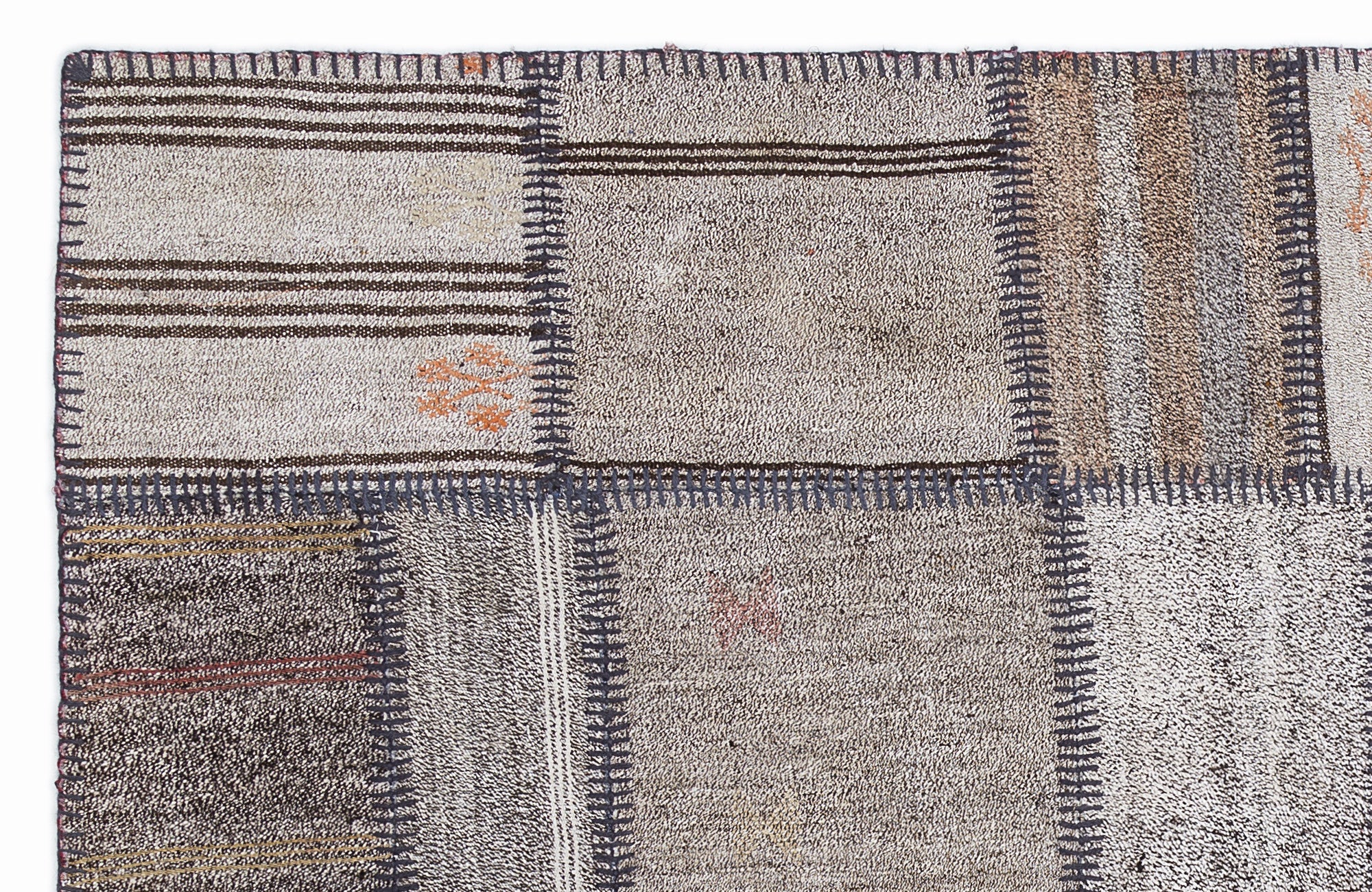 Teselya 1312 Beige Striped Wool Handmade Area Rug 5'3" x 7'7"