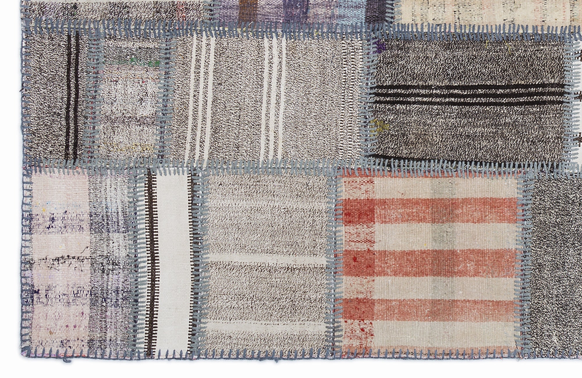 Teselya 1313 Beige Striped Wool Handmade Area Rug 5'3" x 7'7"