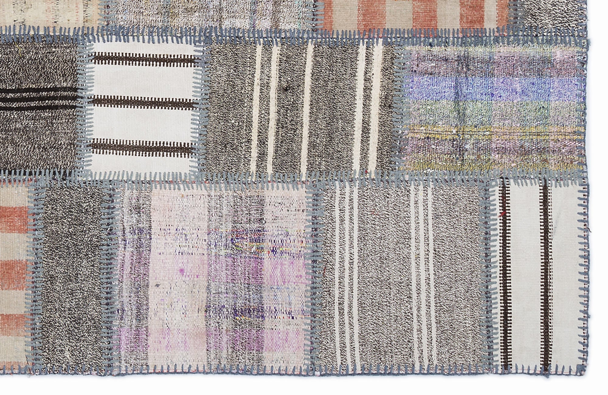 Teselya 1313 Beige Striped Wool Handmade Area Rug 5'3" x 7'7"