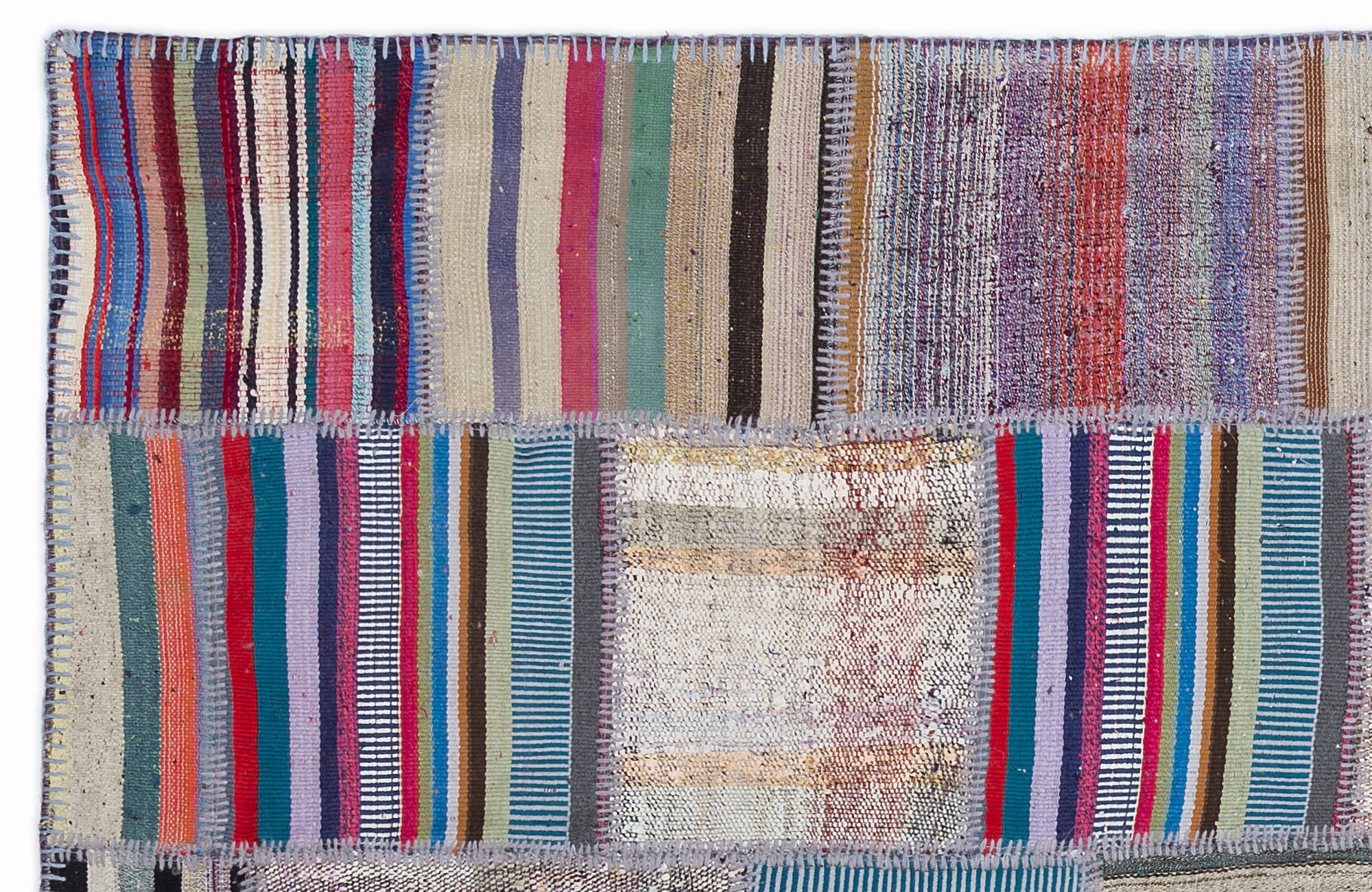 Teselya 1316 Beige Striped Wool Handmade Area Rug 5'3" x 7'7"