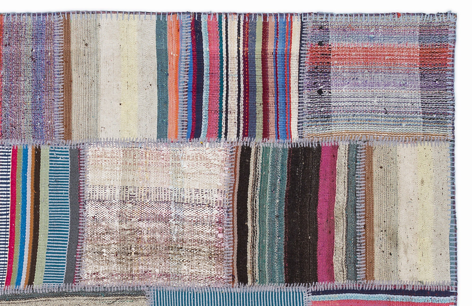 Teselya 1316 Beige Striped Wool Handmade Area Rug 5'3" x 7'7"