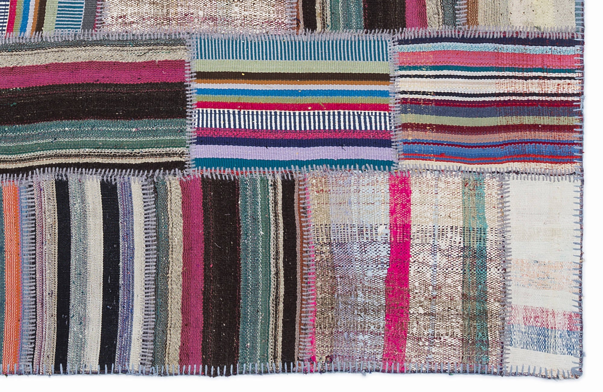 Teselya 1316 Beige Striped Wool Handmade Area Rug 5'3" x 7'7"