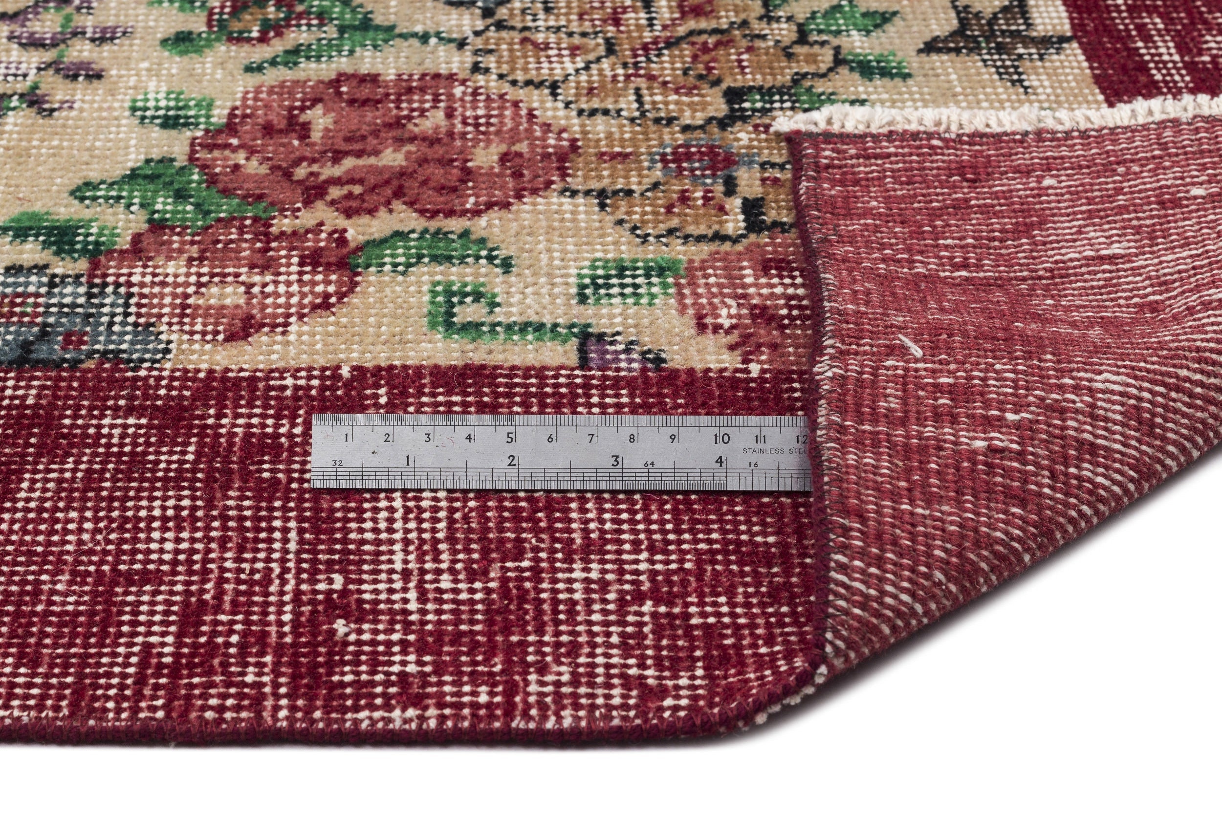 Atina Cream Vintage Wool Handmade Area Rug 6'9" x 9'6"