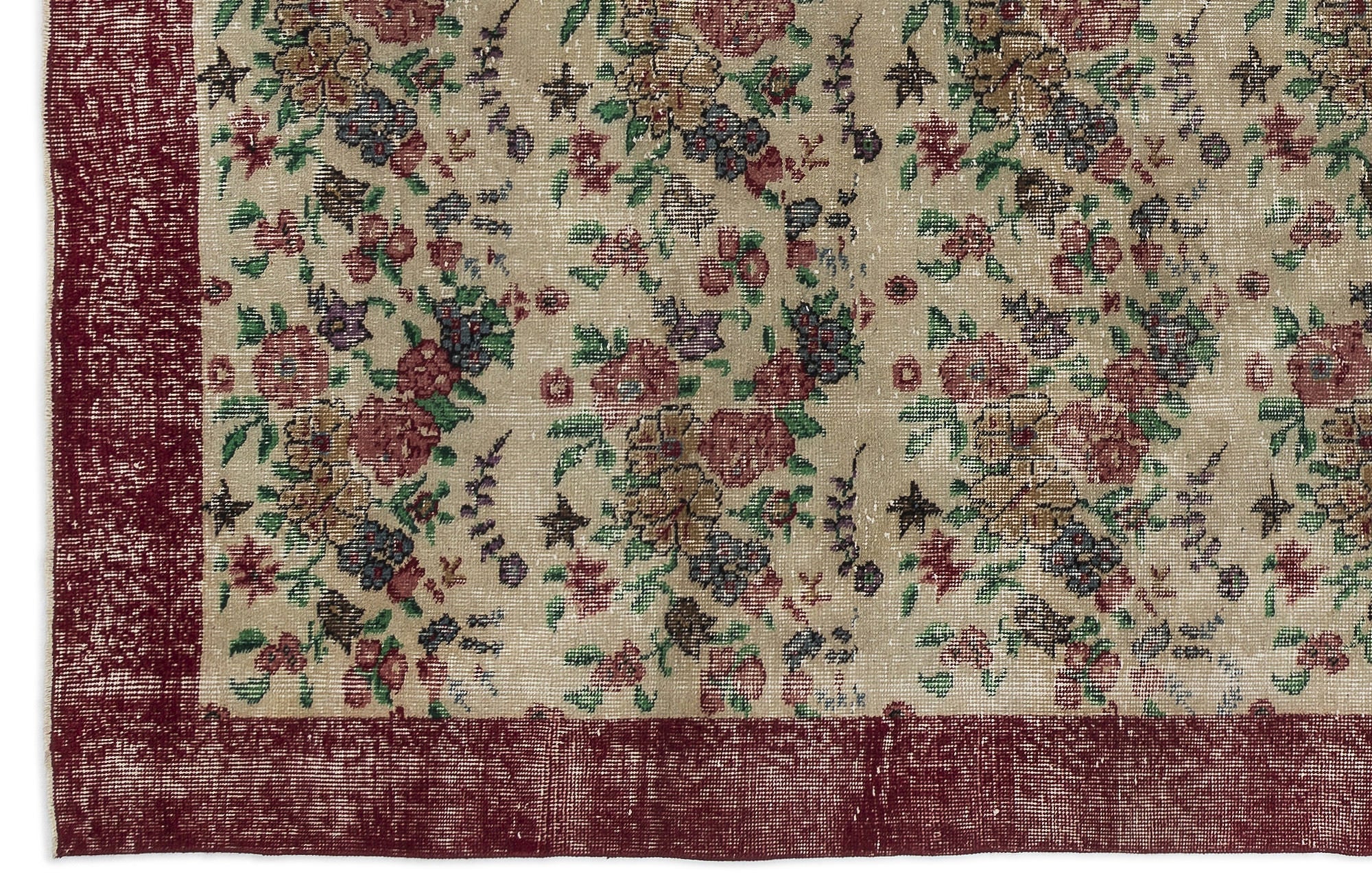 Atina Cream Vintage Wool Handmade Area Rug 6'9" x 9'6"