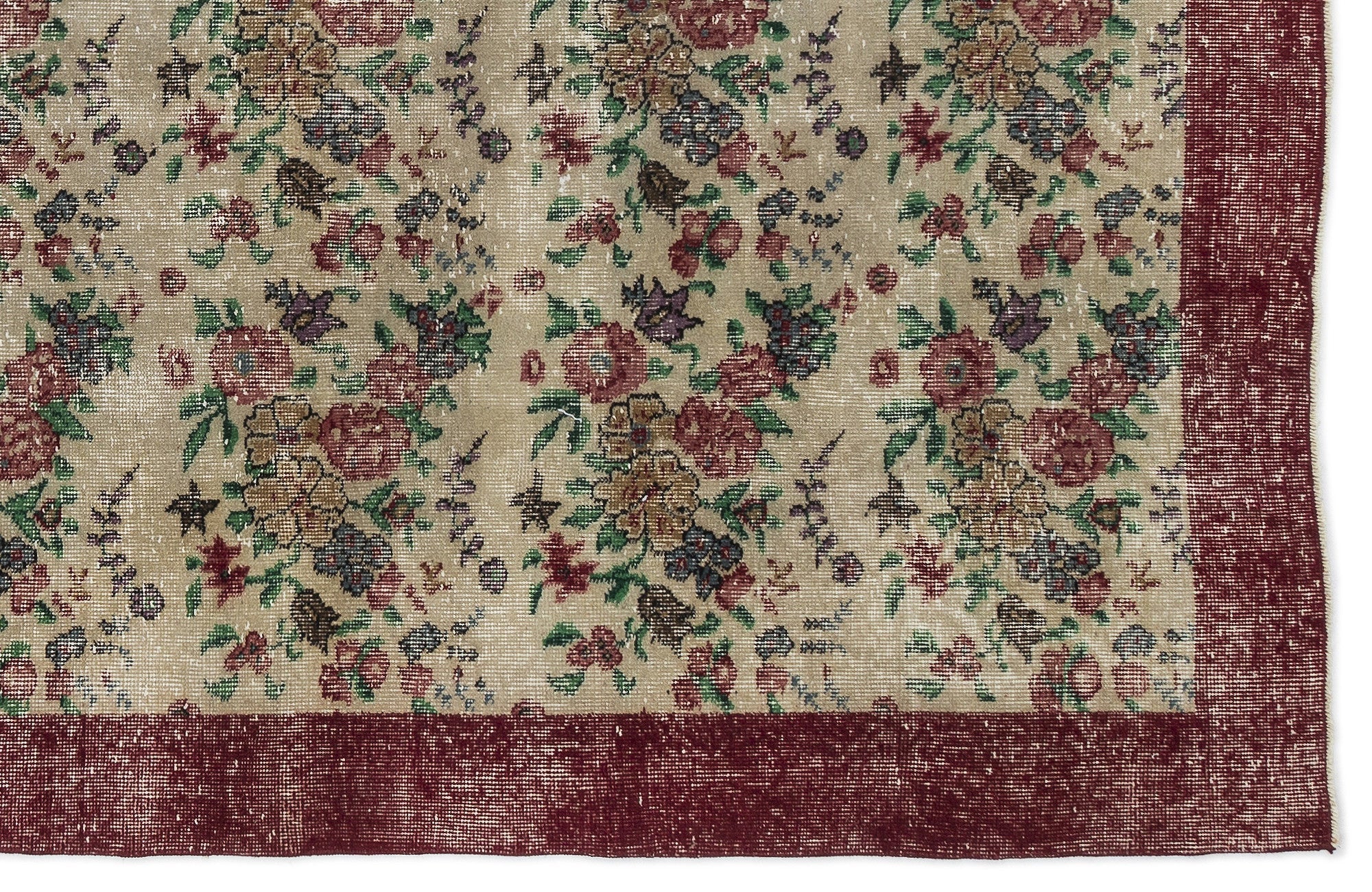 Atina Cream Vintage Wool Handmade Area Rug 6'9" x 9'6"