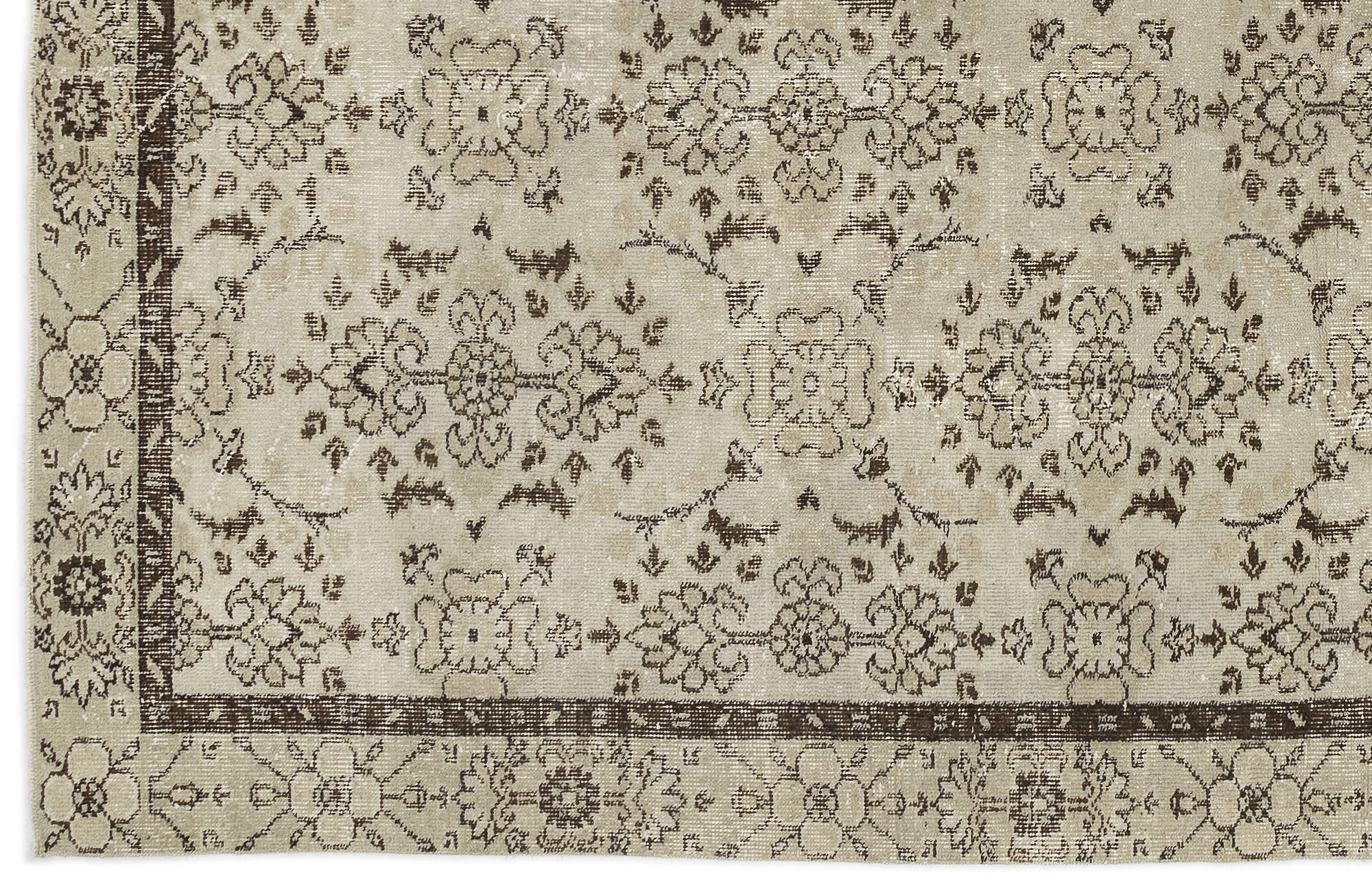 Atina Beige Vintage Wool Handmade Area Rug 4'11" x 9'7"