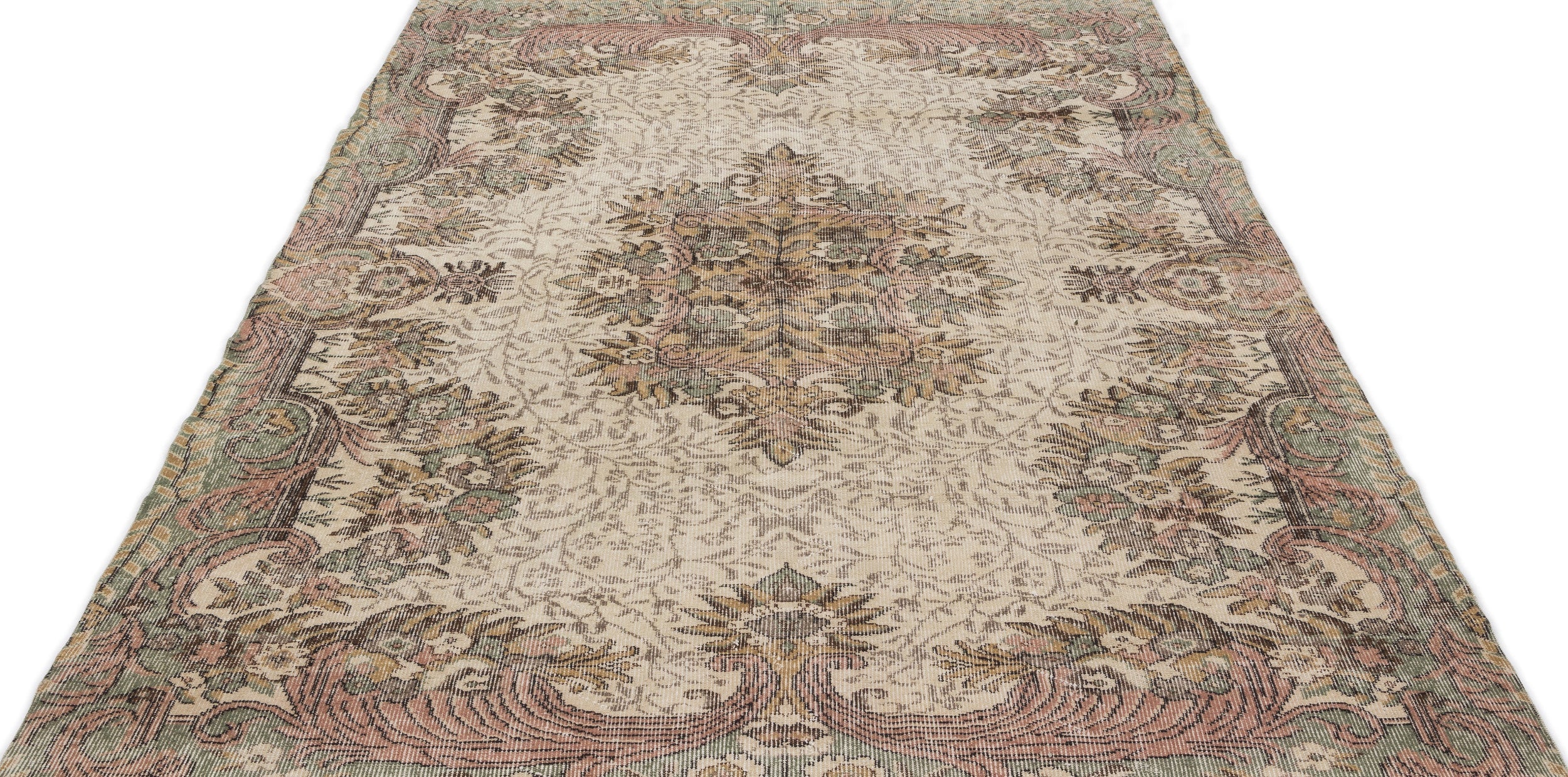 Atina Green Vintage Wool Handmade Area Rug 5'8" x 9'5"