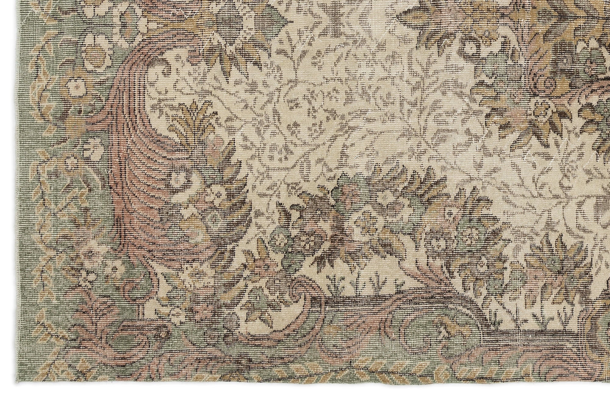 Atina Green Vintage Wool Handmade Area Rug 5'8" x 9'5"