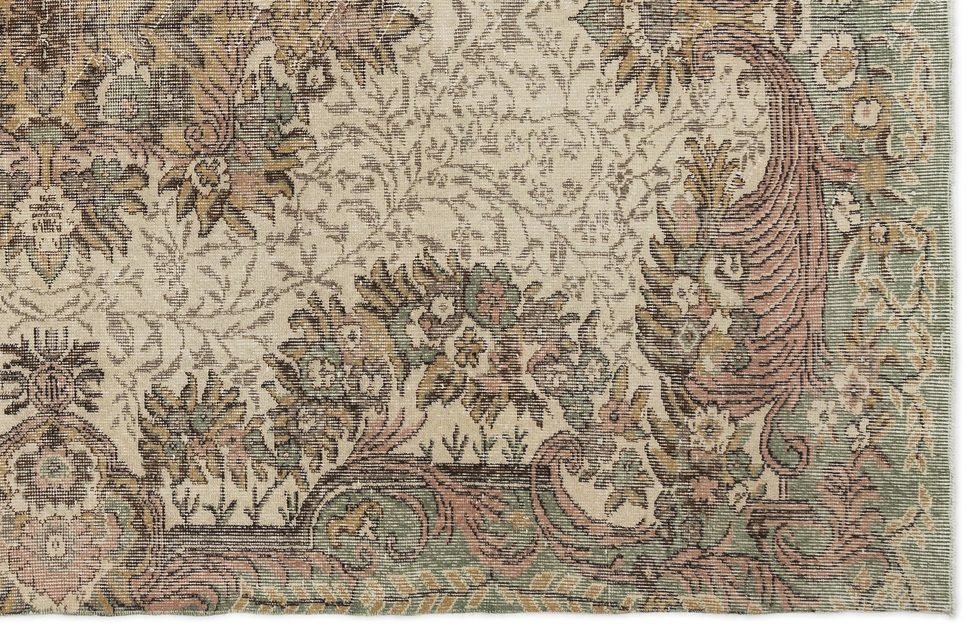 Atina Green Vintage Wool Handmade Area Rug 5'8" x 9'5"