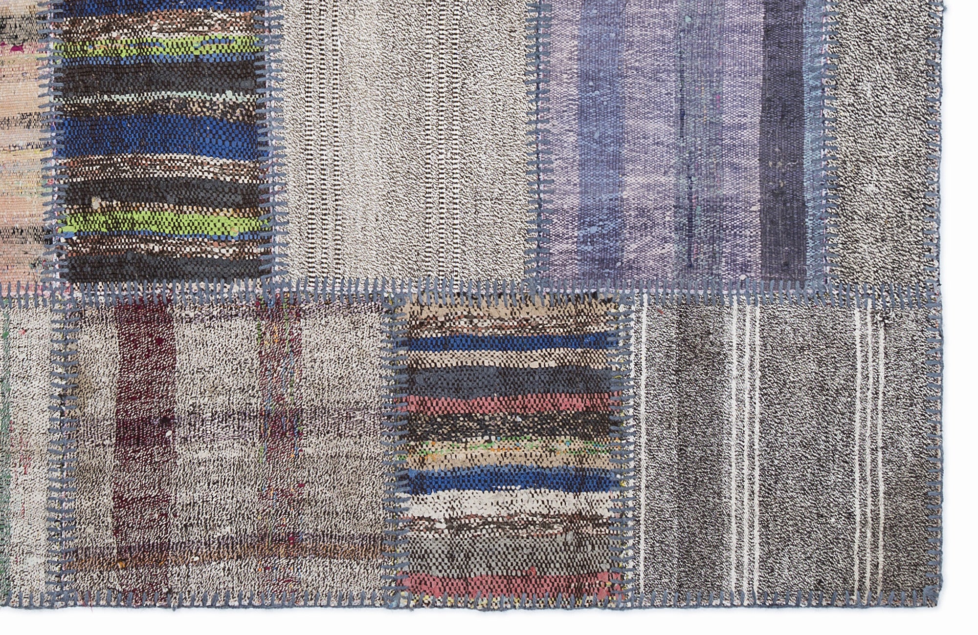 Teselya 1319 Beige Striped Wool Handmade Area Rug 5'3" x 7'7"