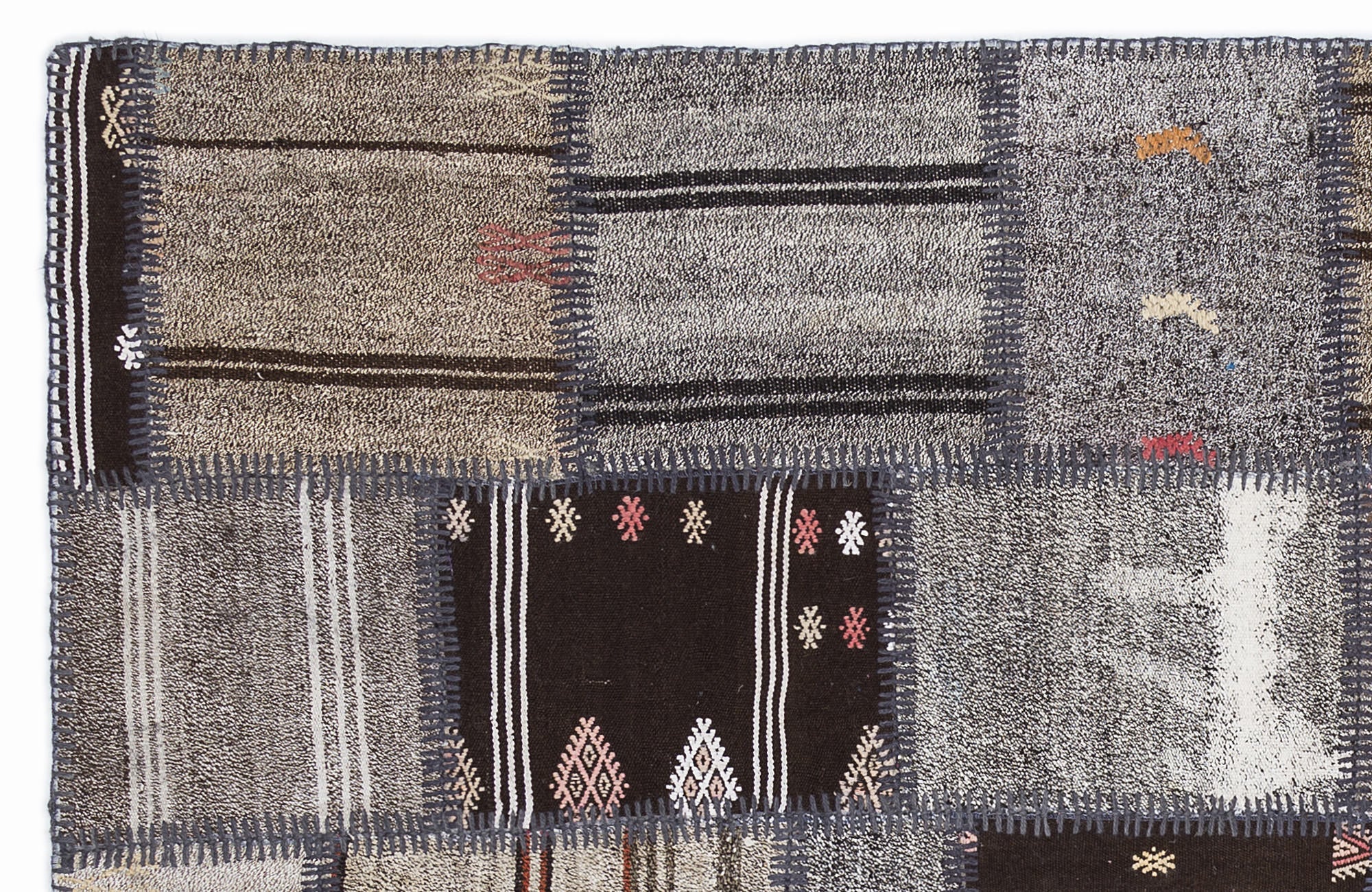 Teselya 1320 Brown Striped Wool Handmade Area Rug 5'3" x 7'7"