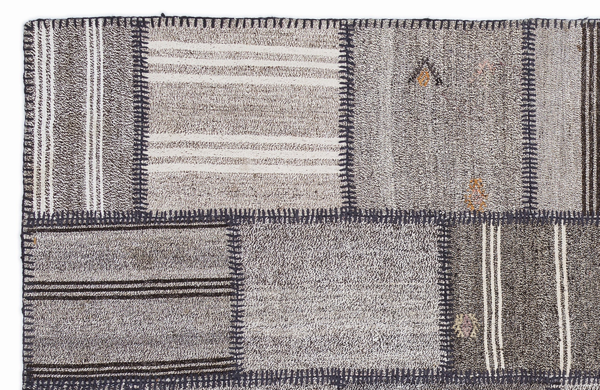 Teselya 1321 Beige Striped Wool Handmade Area Rug 5'3" x 7'7"