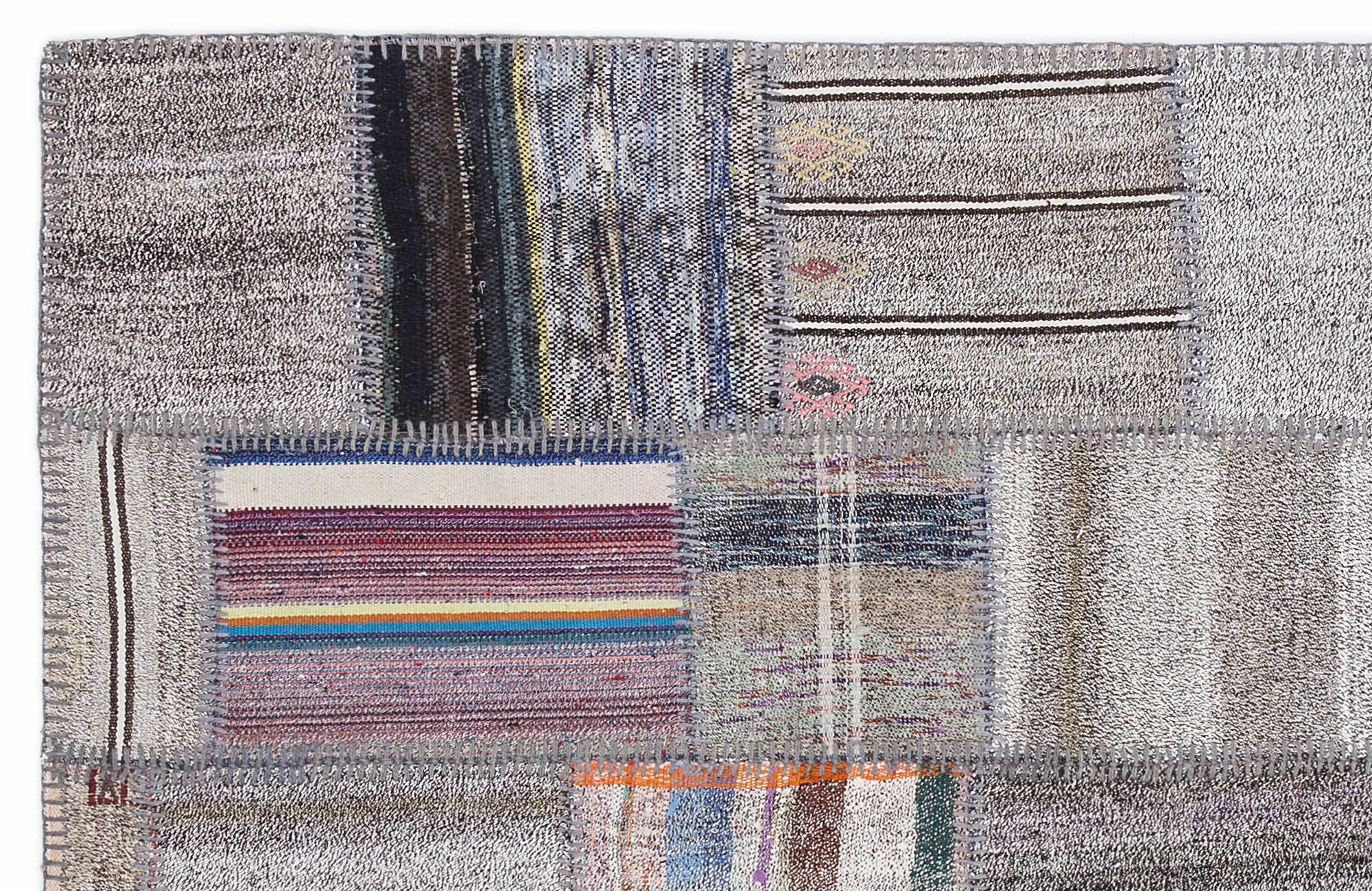 Teselya 1322 Beige Striped Wool Handmade Area Rug 5'3" x 7'7"