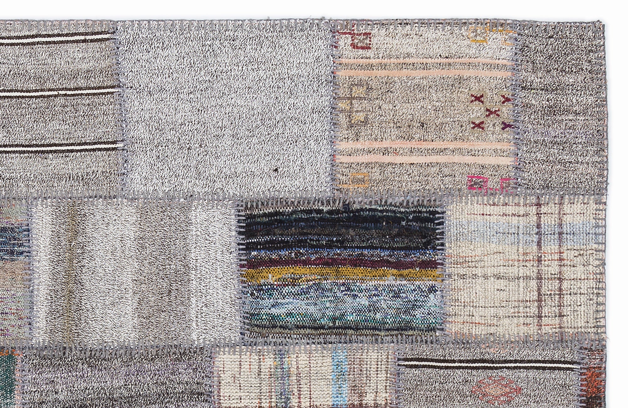 Teselya 1322 Beige Striped Wool Handmade Area Rug 5'3" x 7'7"