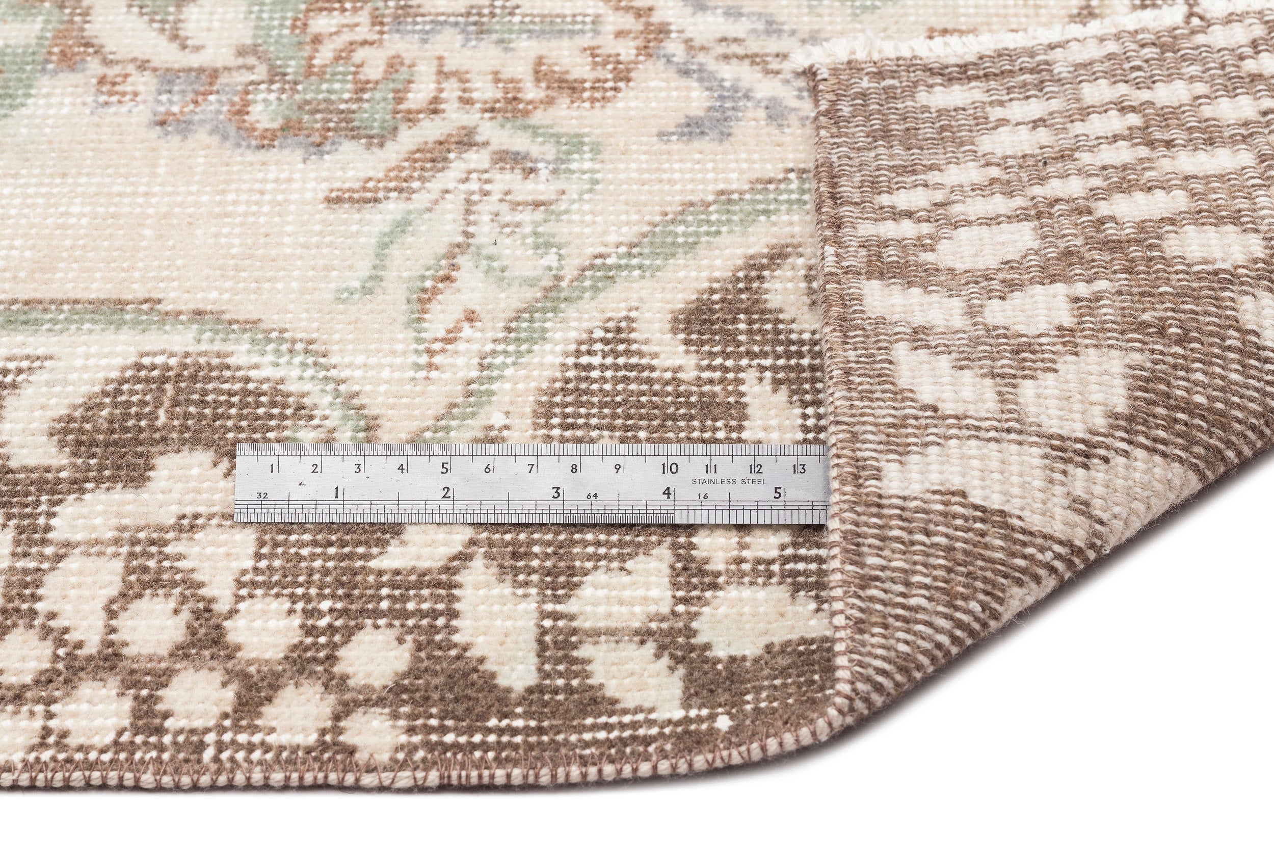 Atina Beige Vintage Wool Handmade Area Rug 5'9" x 8'7"