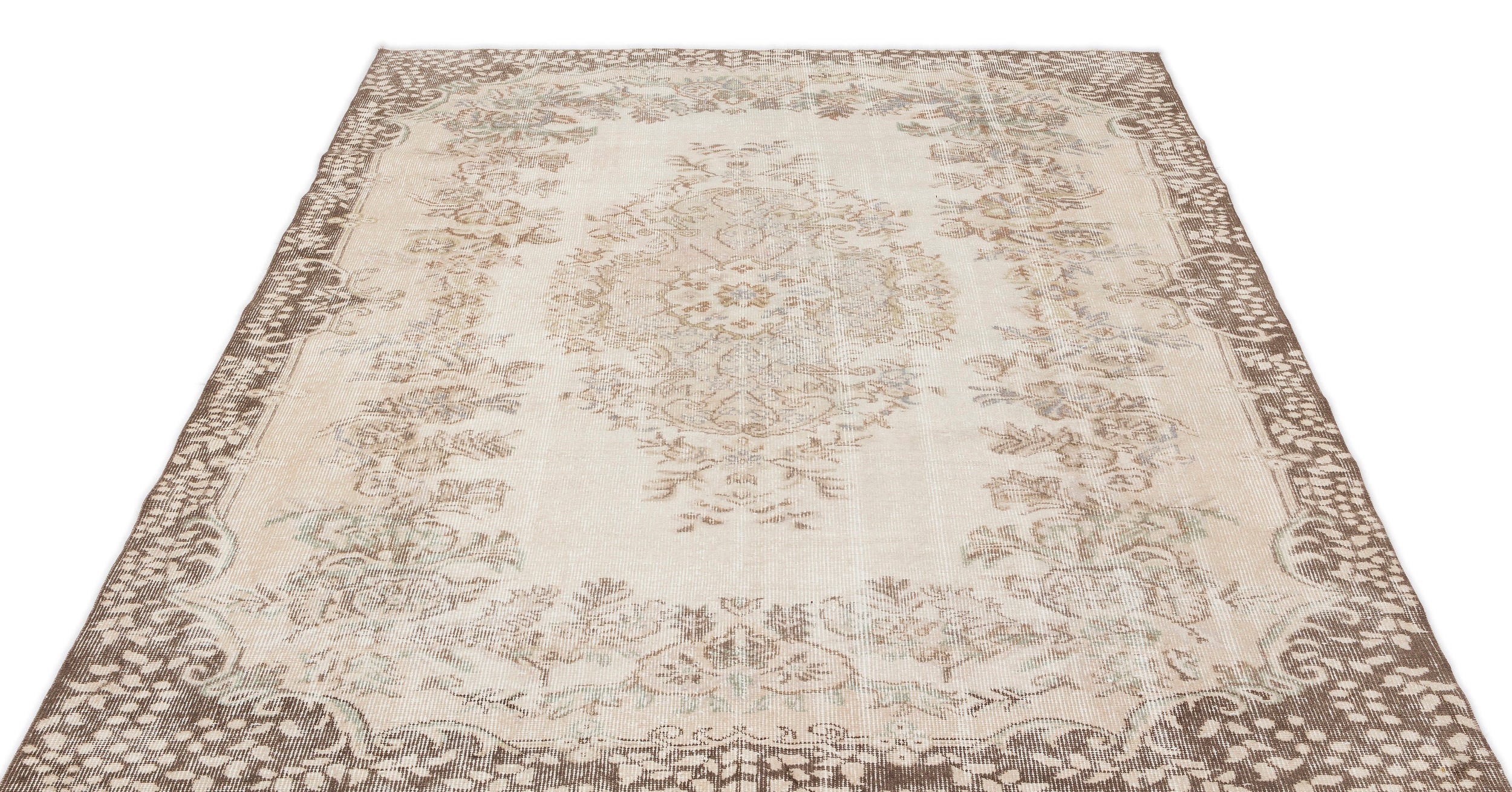 Atina Beige Vintage Wool Handmade Area Rug 5'9" x 8'7"