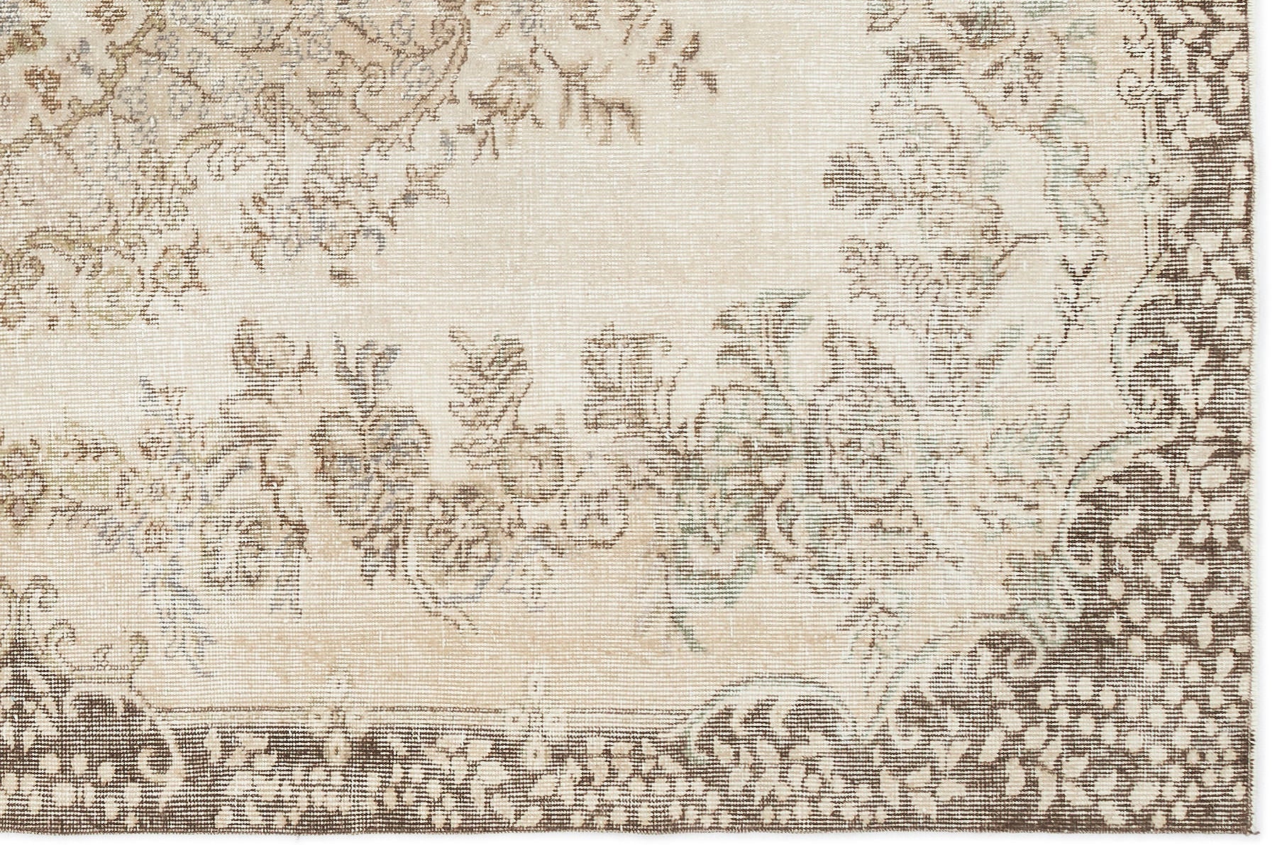 Atina Beige Vintage Wool Handmade Area Rug 5'9" x 8'7"
