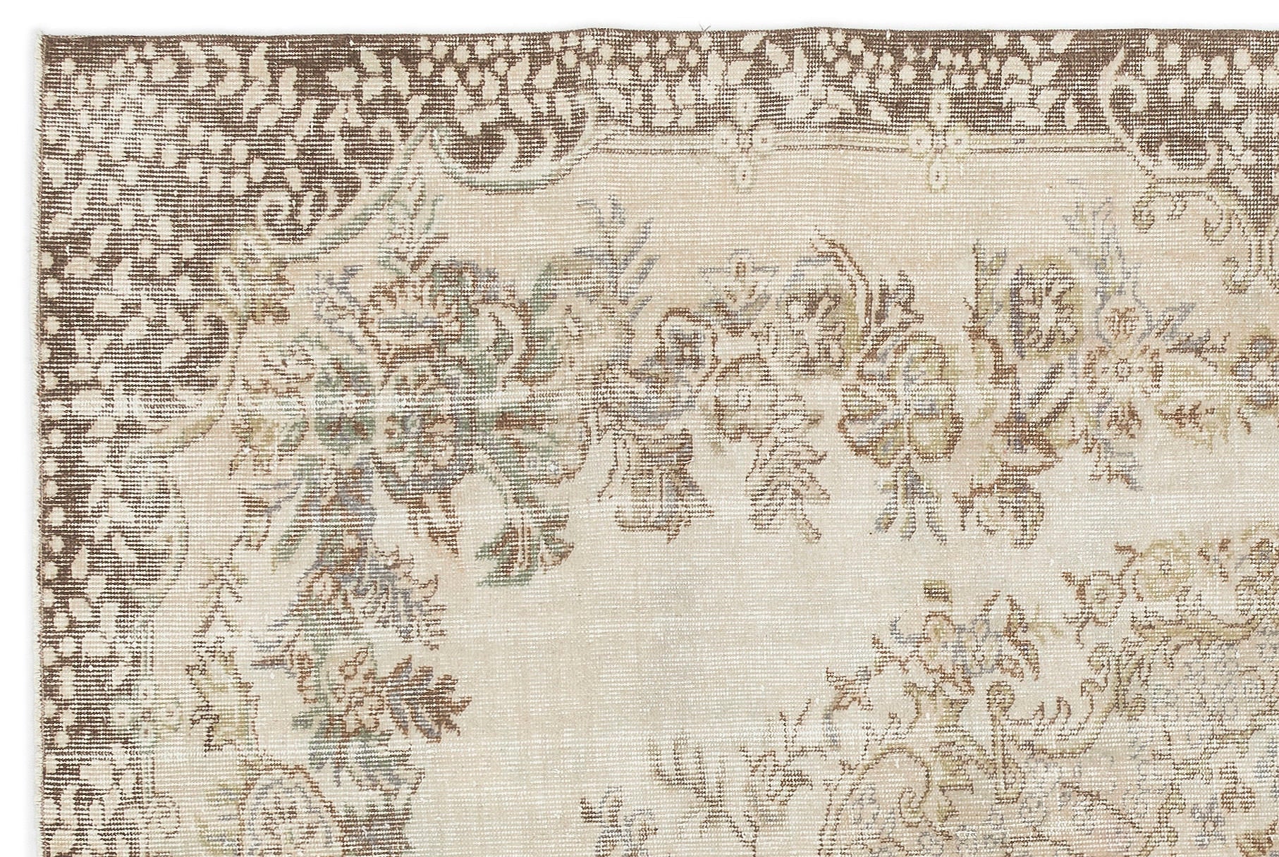 Atina Beige Vintage Wool Handmade Area Rug 5'9" x 8'7"