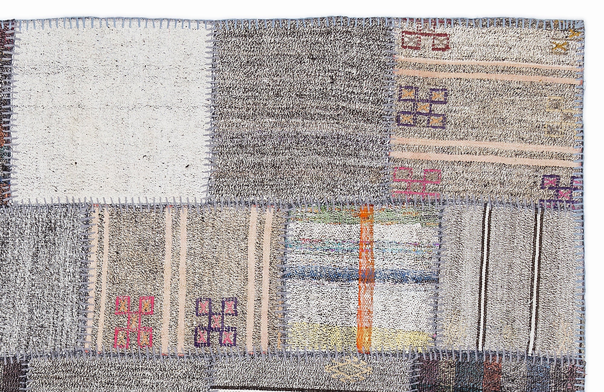 Teselya 1326 Beige Striped Wool Handmade Area Rug 5'3" x 7'7"