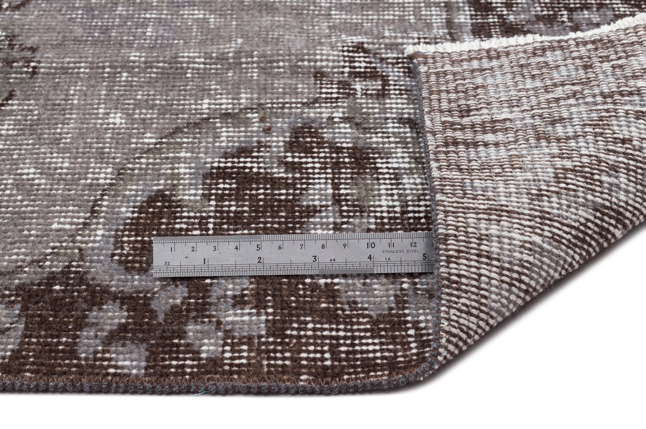 Atina Grey Vintage Wool Handmade Area Rug 5'7" x 8'9"