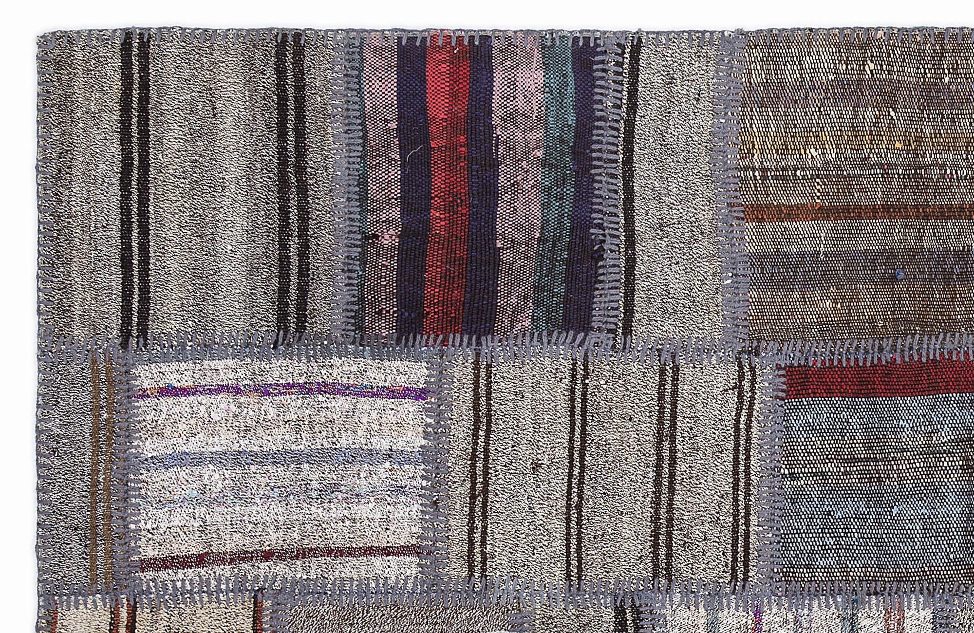 Teselya 1327 Beige Striped Wool Handmade Area Rug 5'3" x 7'7"