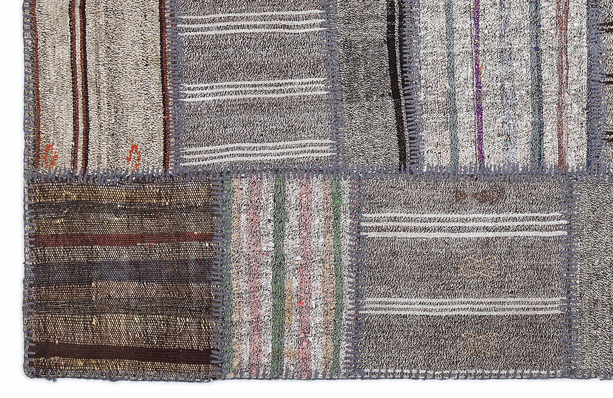 Teselya 1327 Beige Striped Wool Handmade Area Rug 5'3" x 7'7"