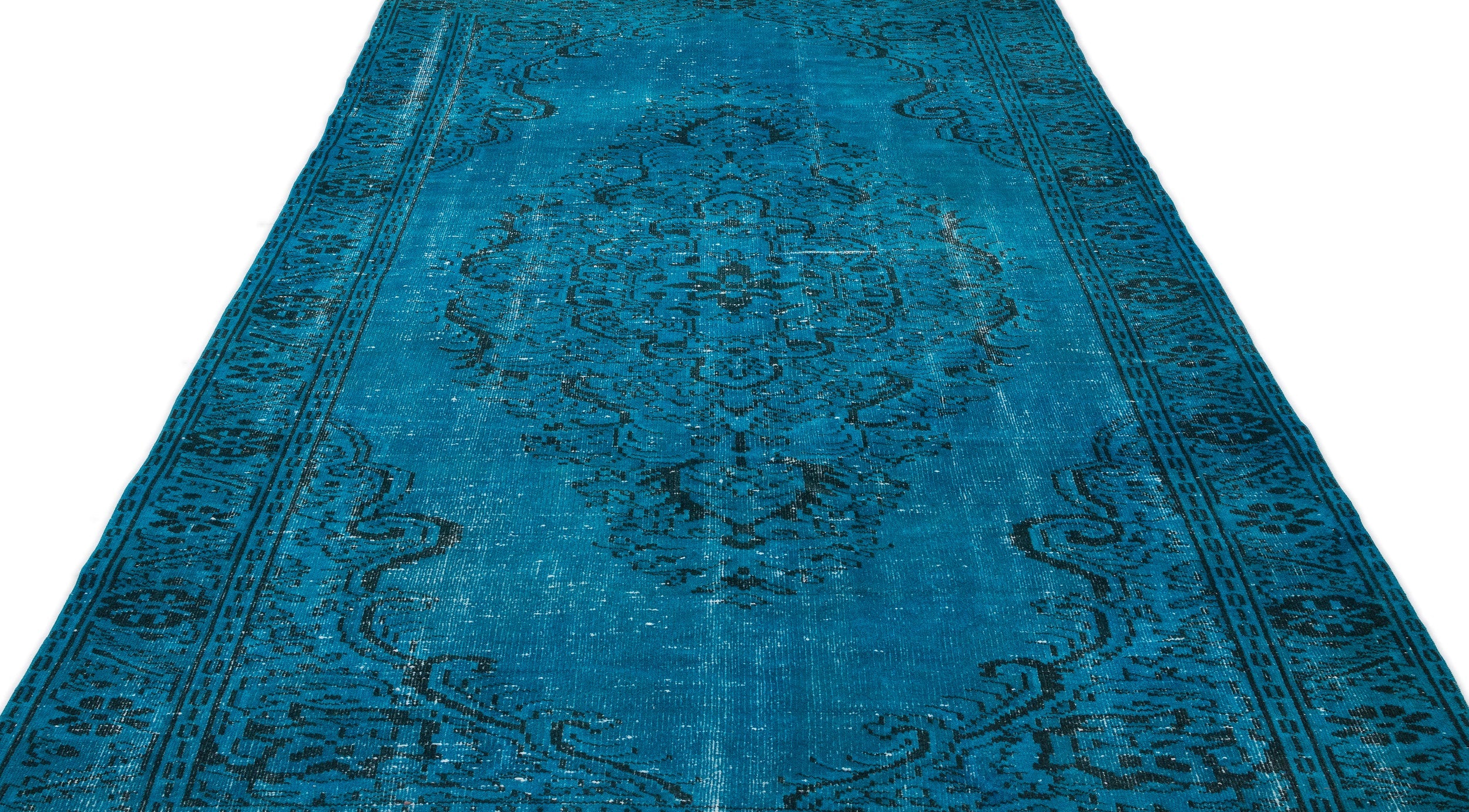 Atina Turquoise Vintage Wool Handmade Area Rug 5'9" x 10'8"
