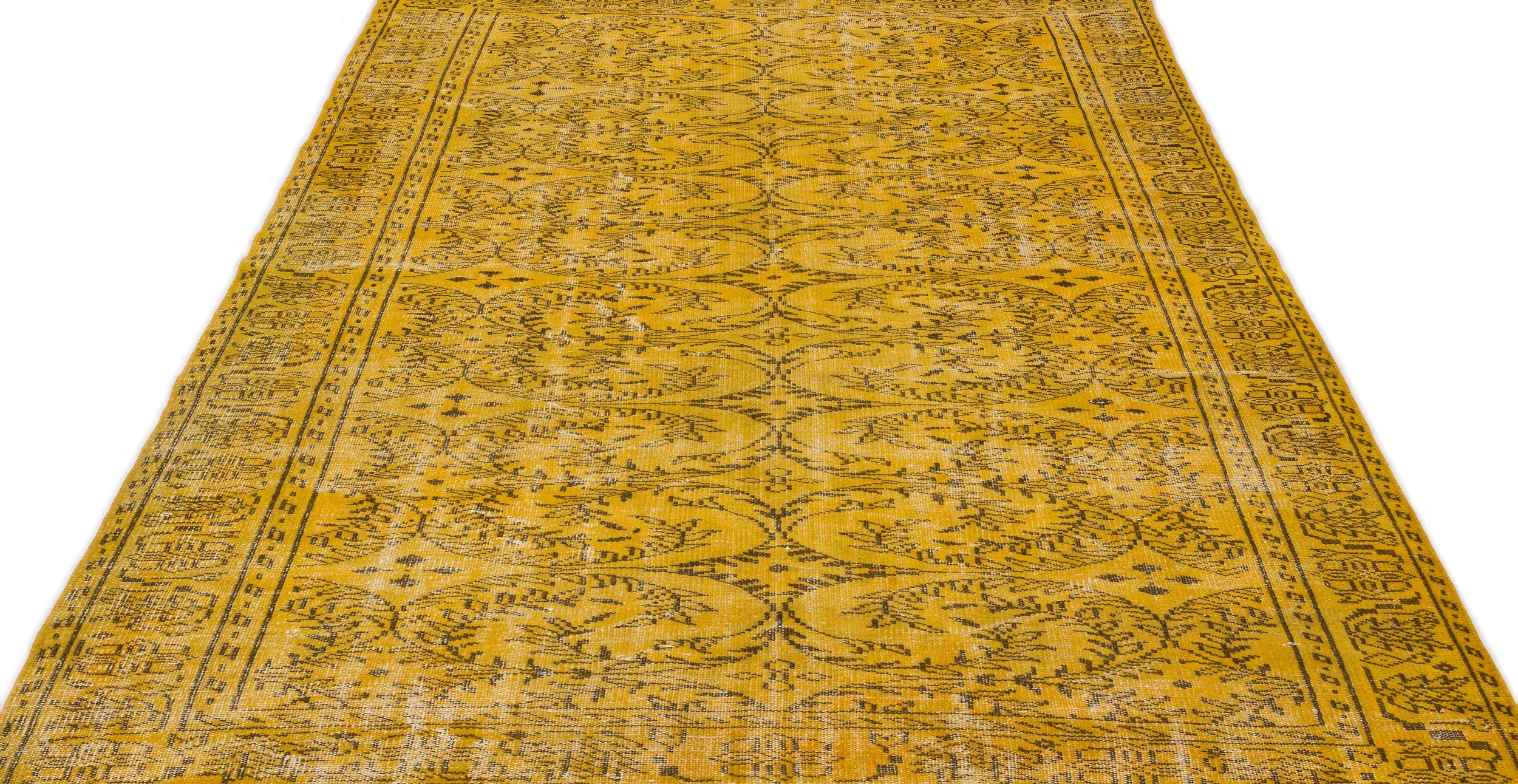 Atina Yellow Vintage Wool Handmade Area Rug 5'9" x 9'4"