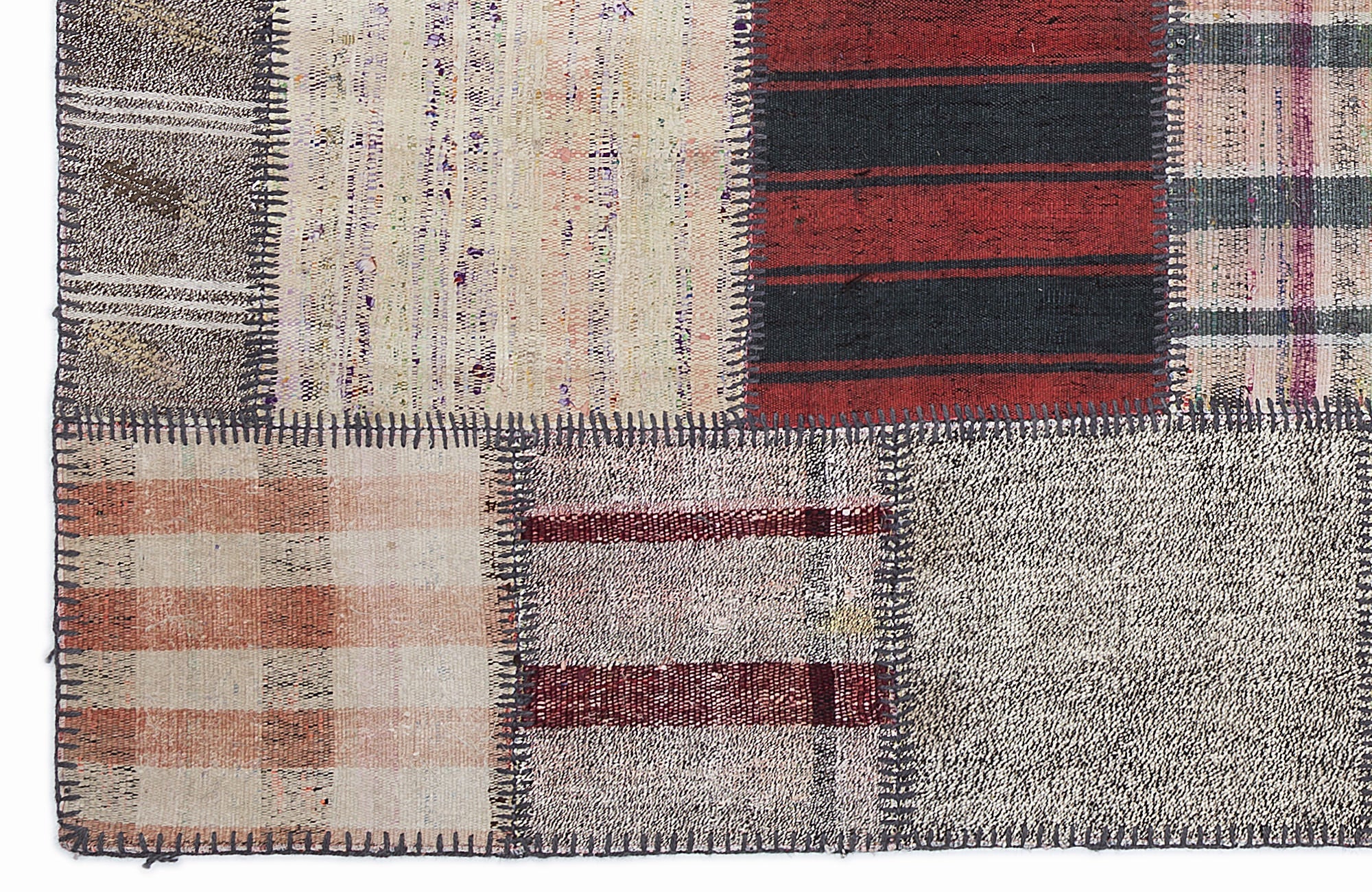 Teselya 1331 Beige Striped Wool Handmade Area Rug 5'3" x 7'7"