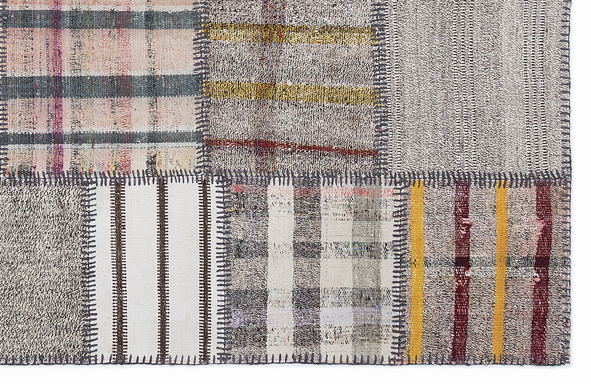 Teselya 1331 Beige Striped Wool Handmade Area Rug 5'3" x 7'7"