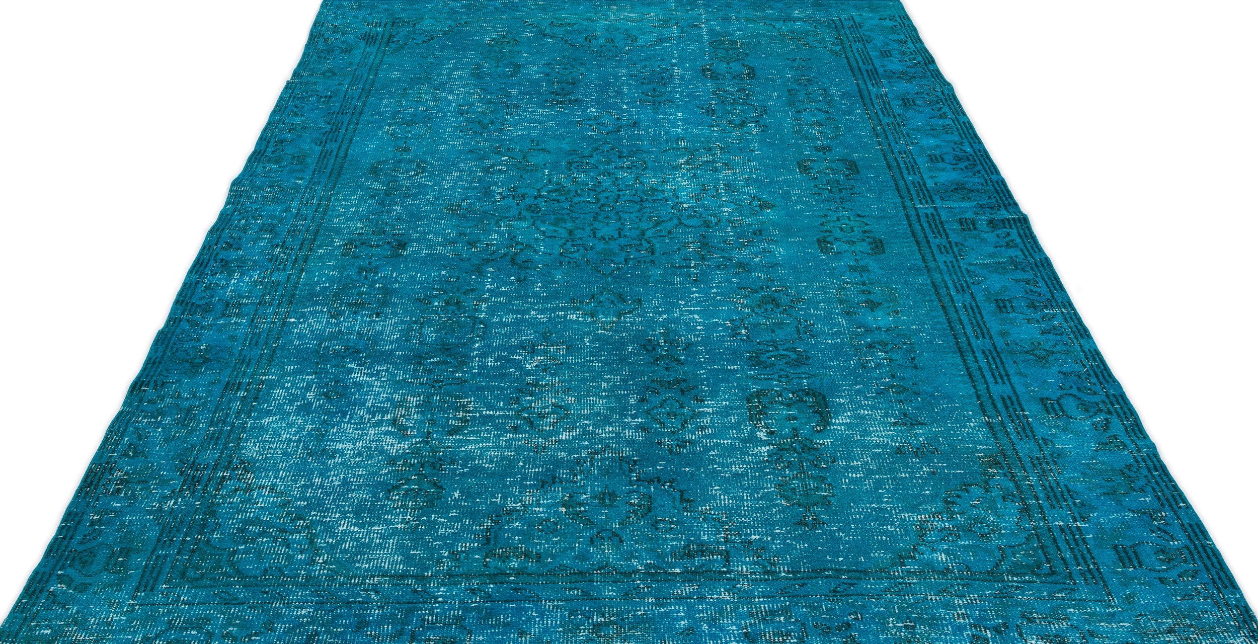 Atina Turquoise Vintage Wool Handmade Area Rug 6'0" x 9'11"