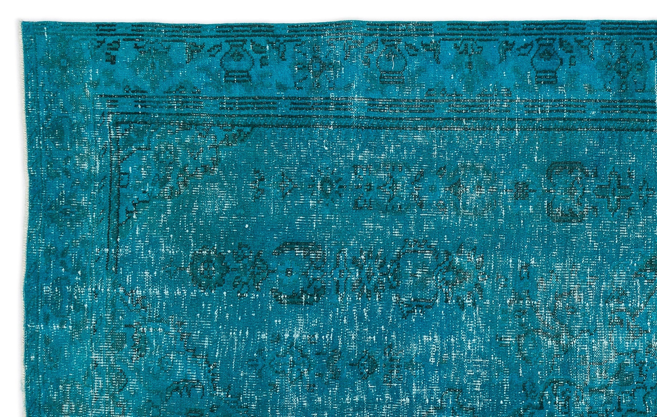 Atina Turquoise Vintage Wool Handmade Area Rug 6'0" x 9'11"