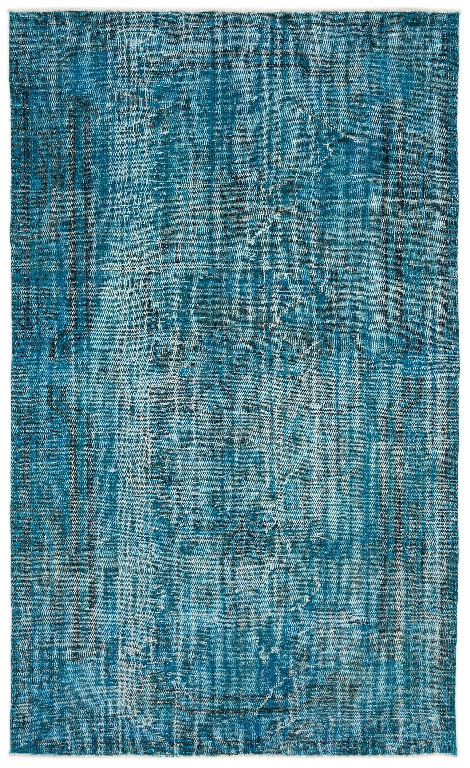 Atina Turquoise Vintage Wool Handmade Area Rug 5'7" x 9'4"