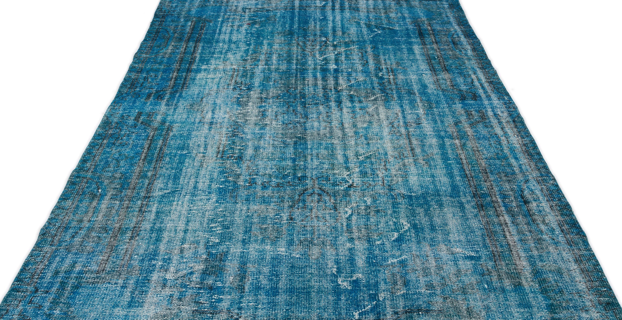 Atina Turquoise Vintage Wool Handmade Area Rug 5'7" x 9'4"