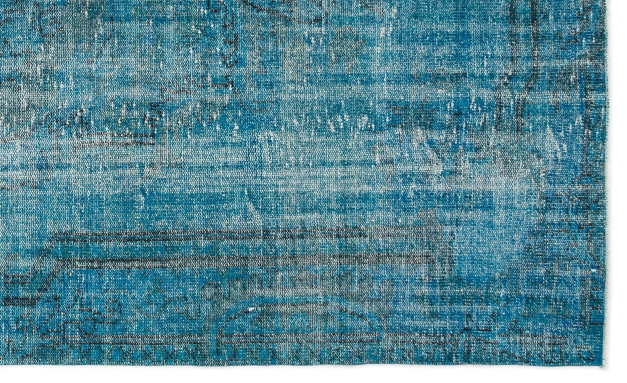 Atina Turquoise Vintage Wool Handmade Area Rug 5'7" x 9'4"
