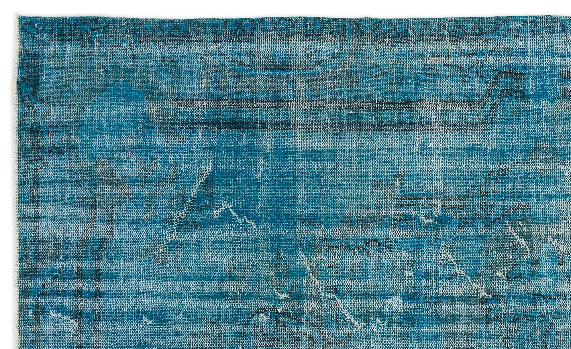 Atina Turquoise Vintage Wool Handmade Area Rug 5'7" x 9'4"