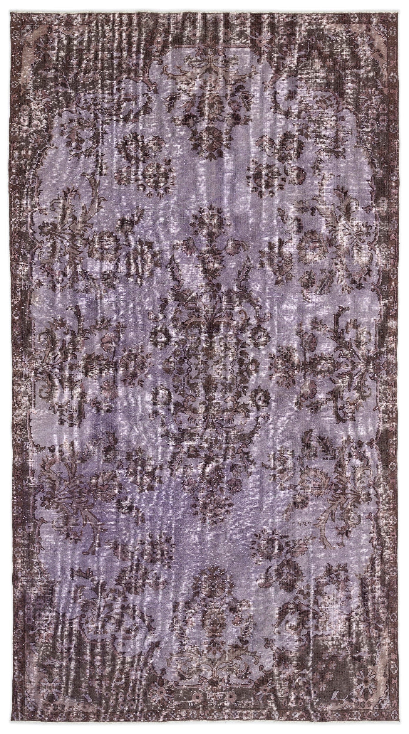 Atina Purple Vintage Wool Handmade Area Rug 5'3" x 9'9"
