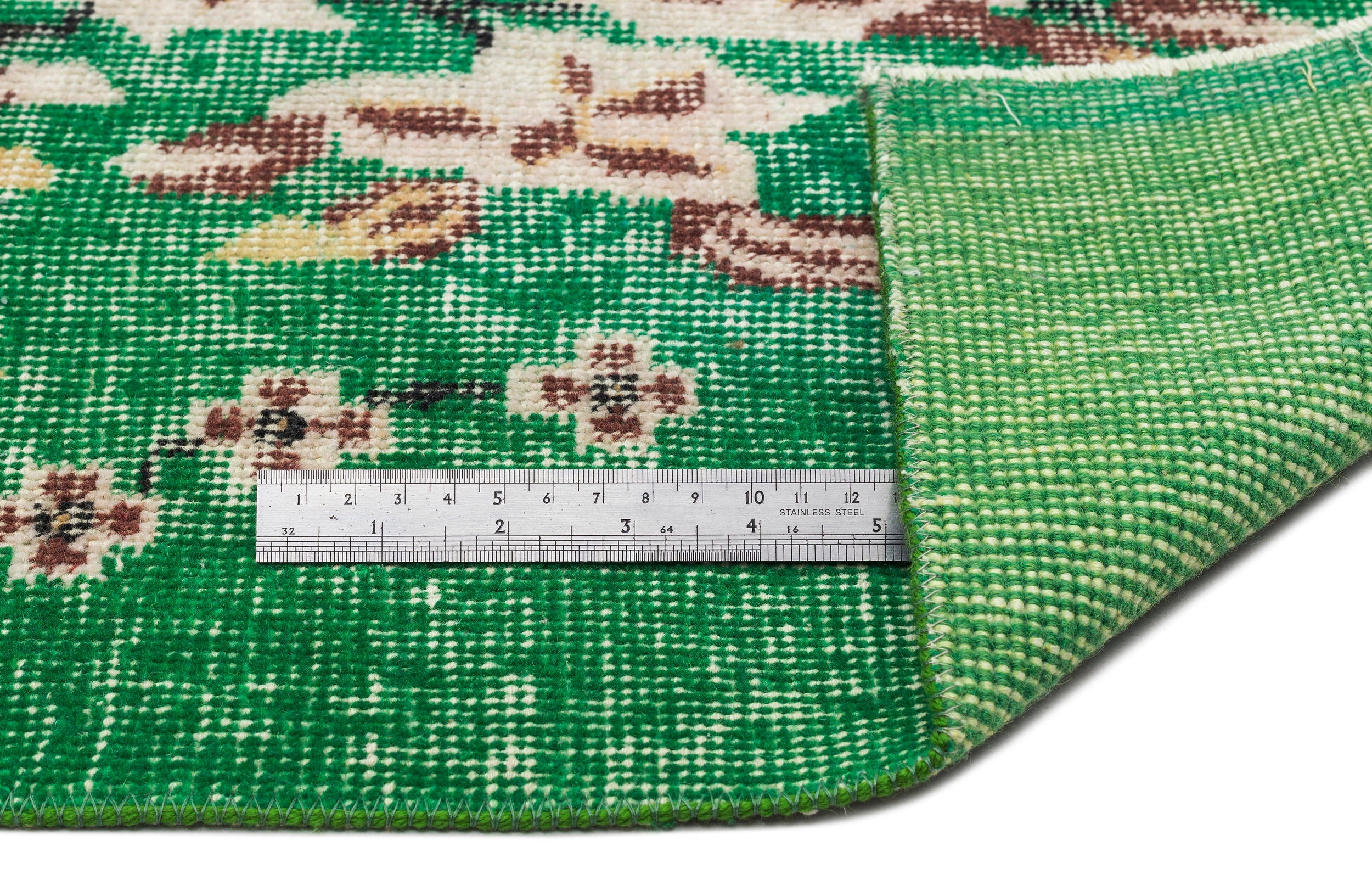 Atina Green Vintage Wool Handmade Area Rug 3'8" x 6'8"