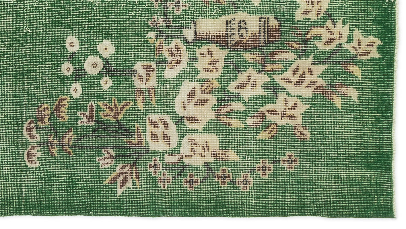 Atina Green Vintage Wool Handmade Area Rug 3'8" x 6'8"