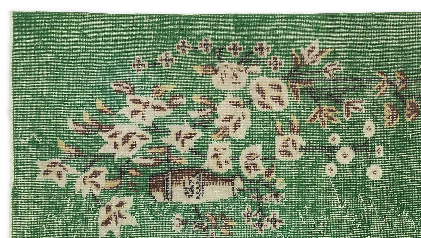 Atina Green Vintage Wool Handmade Area Rug 3'8" x 6'8"